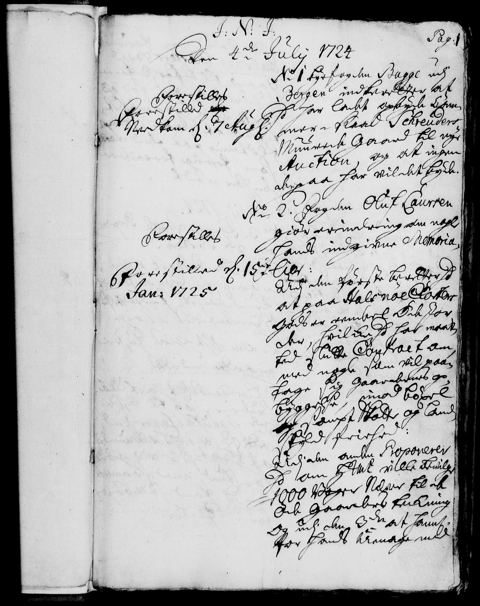 Rentekammeret, Kammerkanselliet, RA/EA-3111/G/Gh/Gha/L0007: Norsk ekstraktmemorialprotokoll (merket RK 53.52), 1724-1725, p. 1