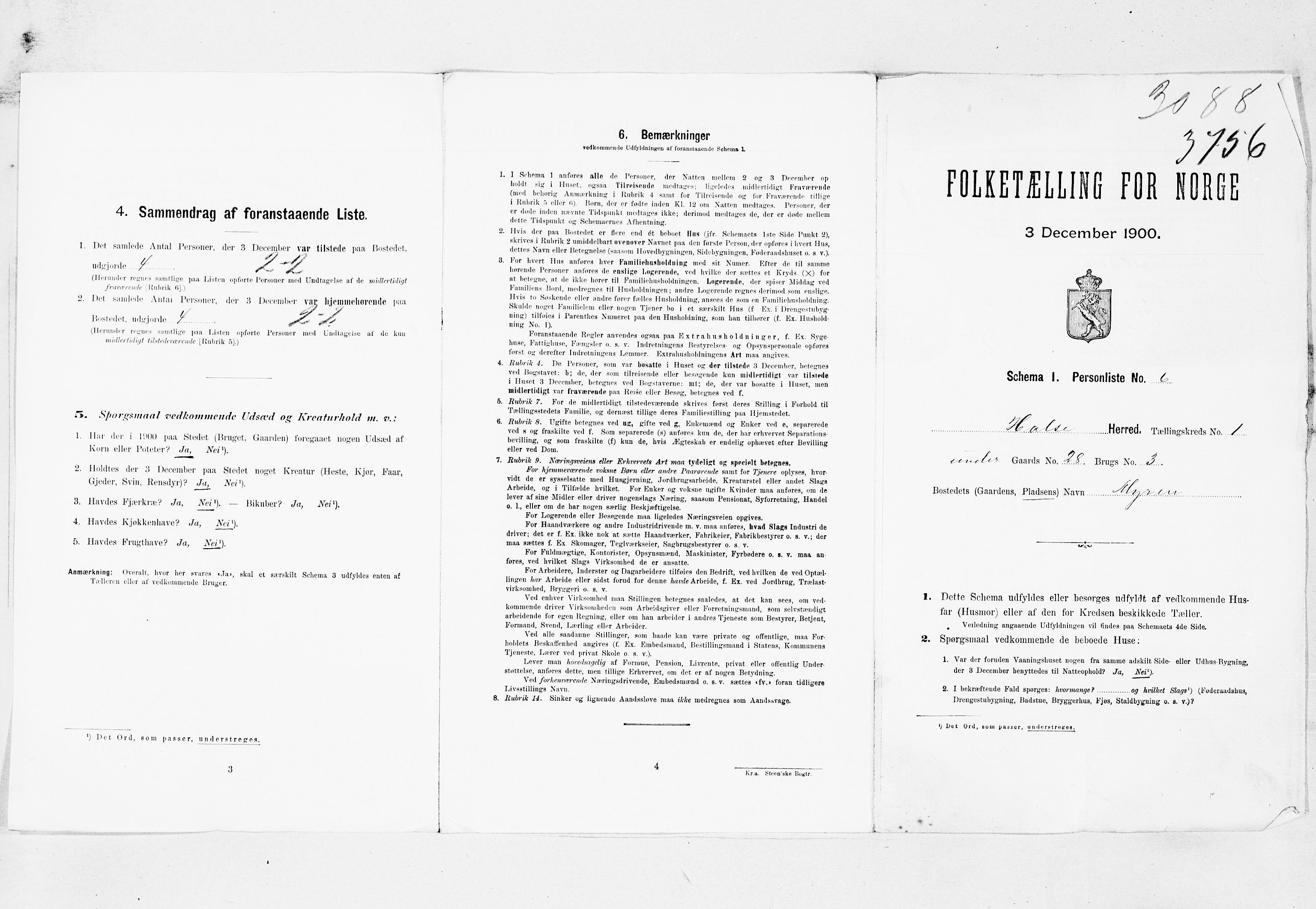 SAT, 1900 census for Halsa, 1900, p. 12