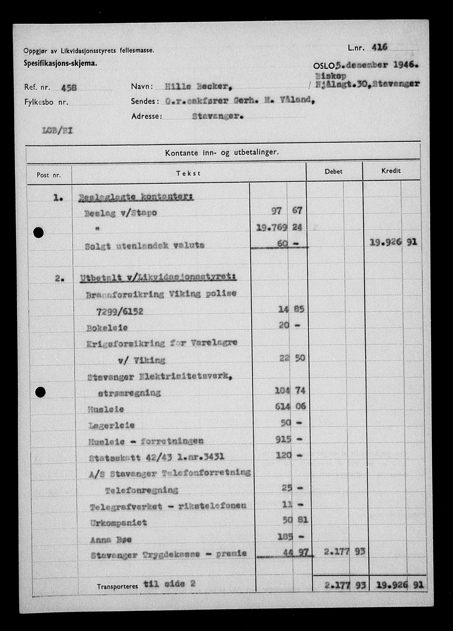 Justisdepartementet, Tilbakeføringskontoret for inndratte formuer, AV/RA-S-1564/H/Hc/Hcd/L0990: --, 1945-1947, p. 207