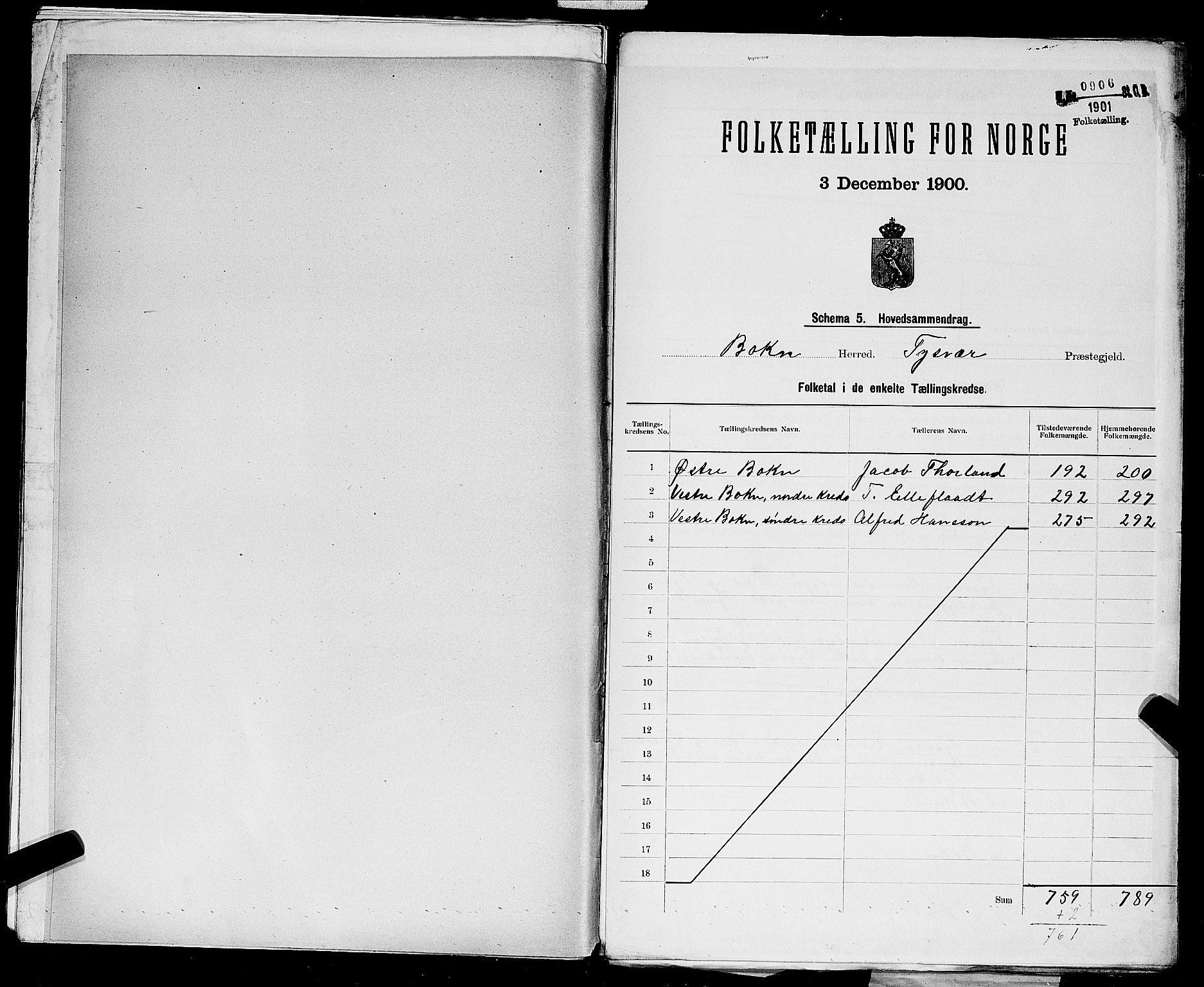 SAST, 1900 census for Bokn, 1900, p. 2