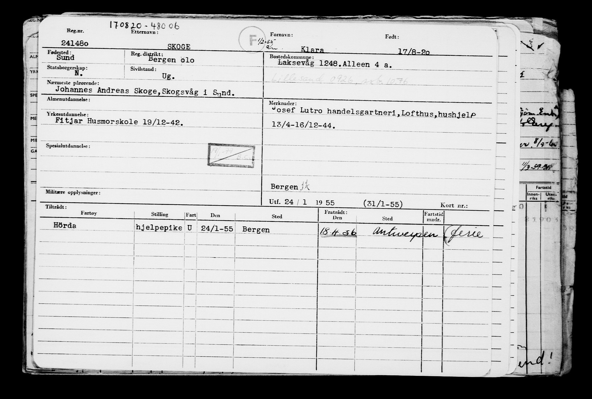 Direktoratet for sjømenn, AV/RA-S-3545/G/Gb/L0184: Hovedkort, 1920, p. 396