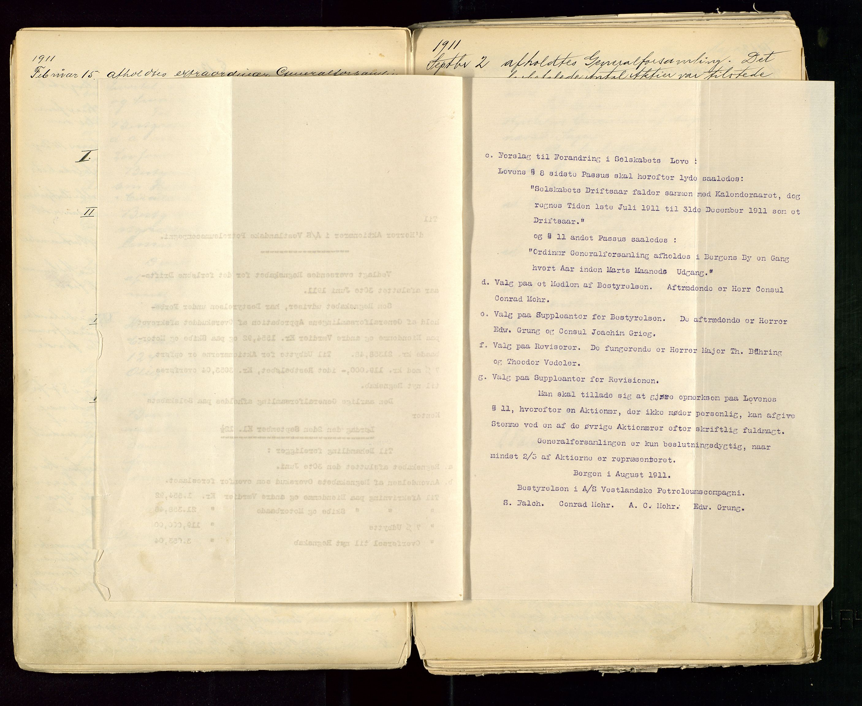 PA 1533 - A/S Vestlandske Petroleumscompani, SAST/A-101953/A/Aa/L0001/0001: Generalforsamlinger og styreprotokoller / Styre- og generalforsamlingsprotokoll, 1890-1953, p. 48