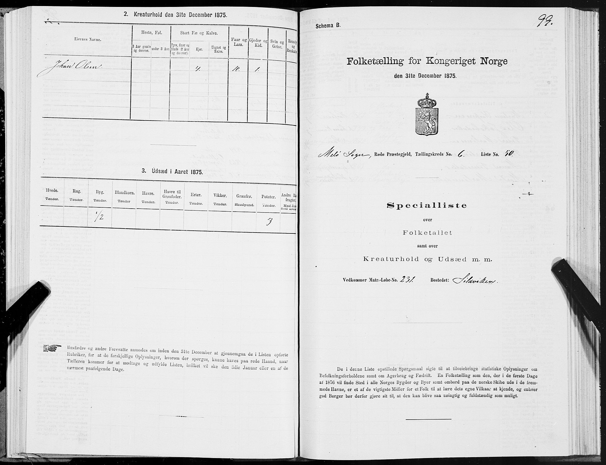 SAT, 1875 census for 1836P Rødøy, 1875, p. 3099