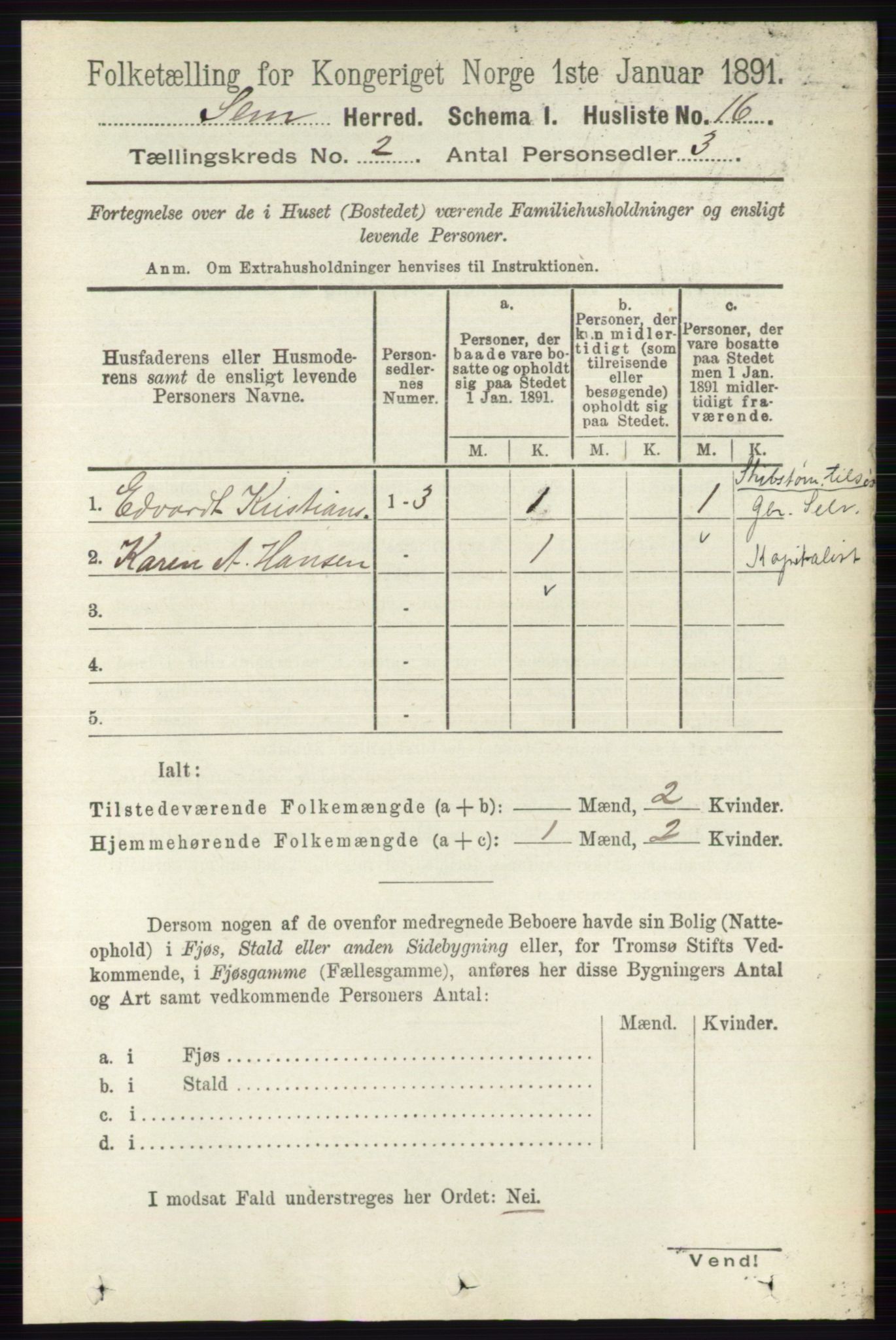 RA, 1891 census for 0721 Sem, 1891, p. 604