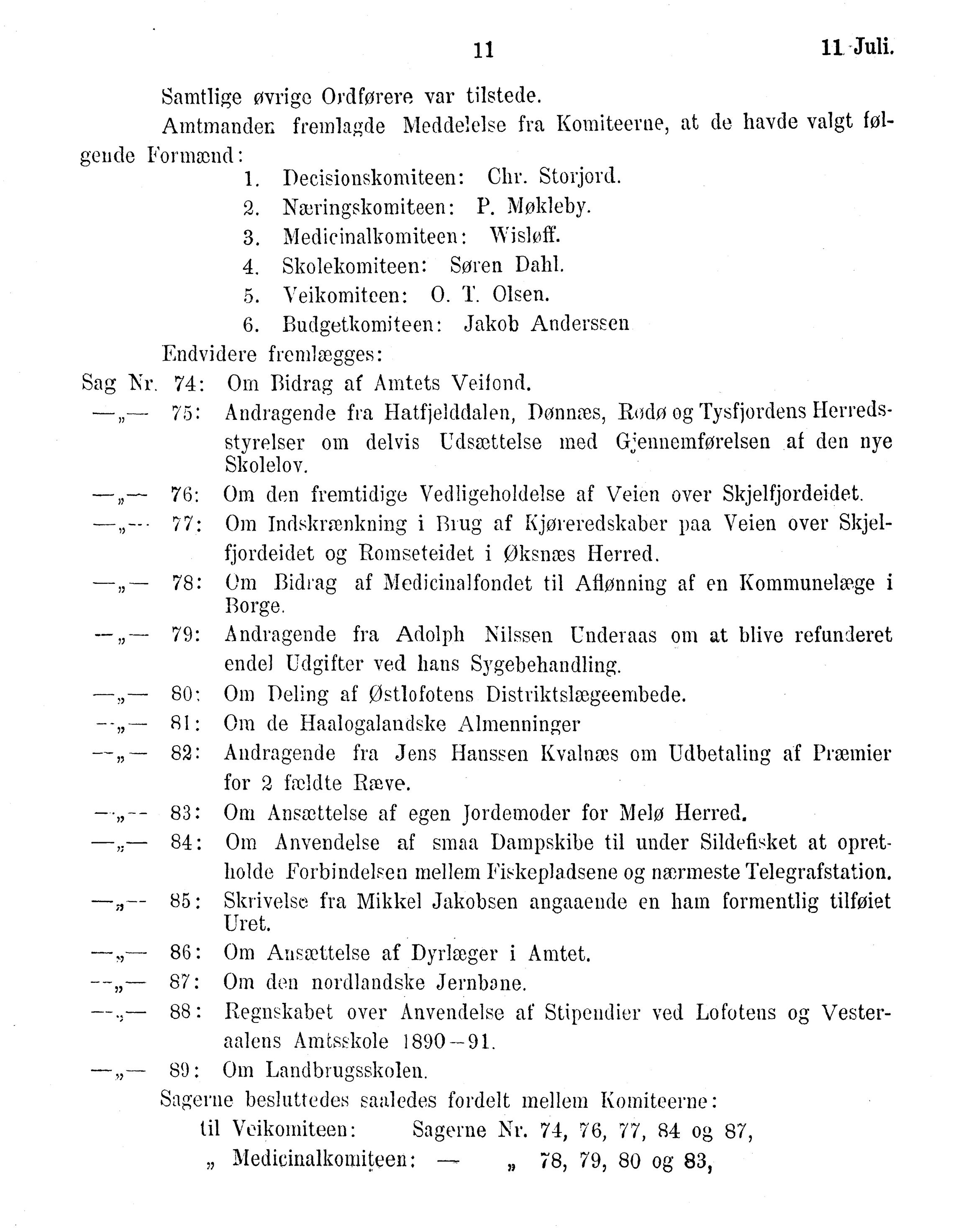 Nordland Fylkeskommune. Fylkestinget, AIN/NFK-17/176/A/Ac/L0016: Fylkestingsforhandlinger 1891-1893, 1891-1893