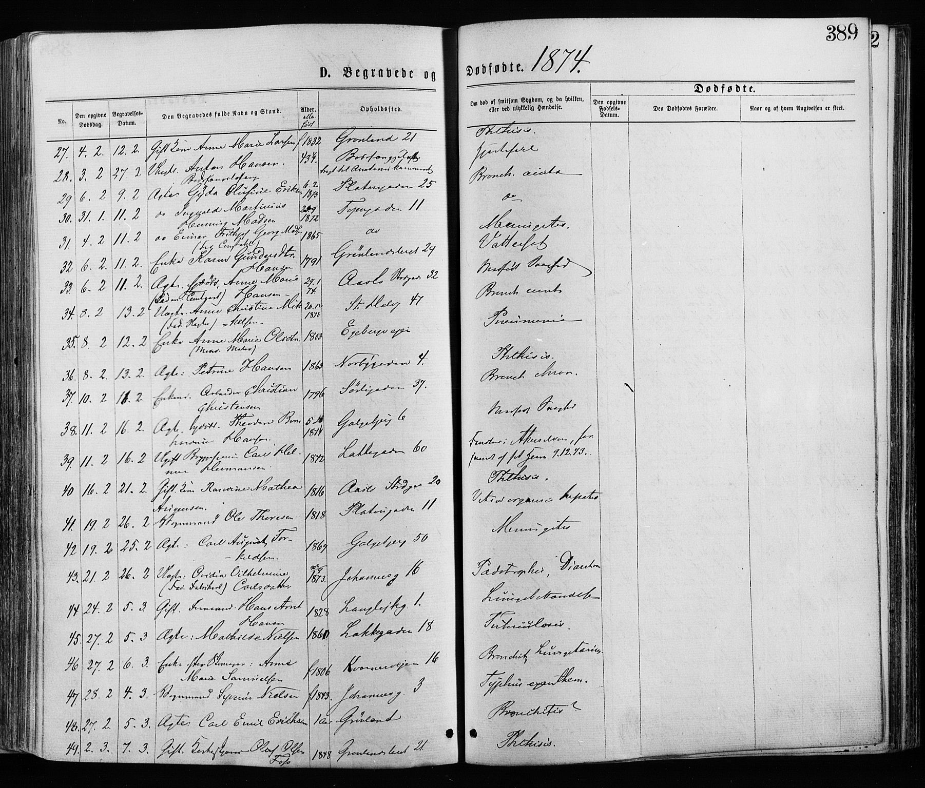 Grønland prestekontor Kirkebøker, AV/SAO-A-10848/F/Fa/L0005: Parish register (official) no. 5, 1869-1880, p. 389