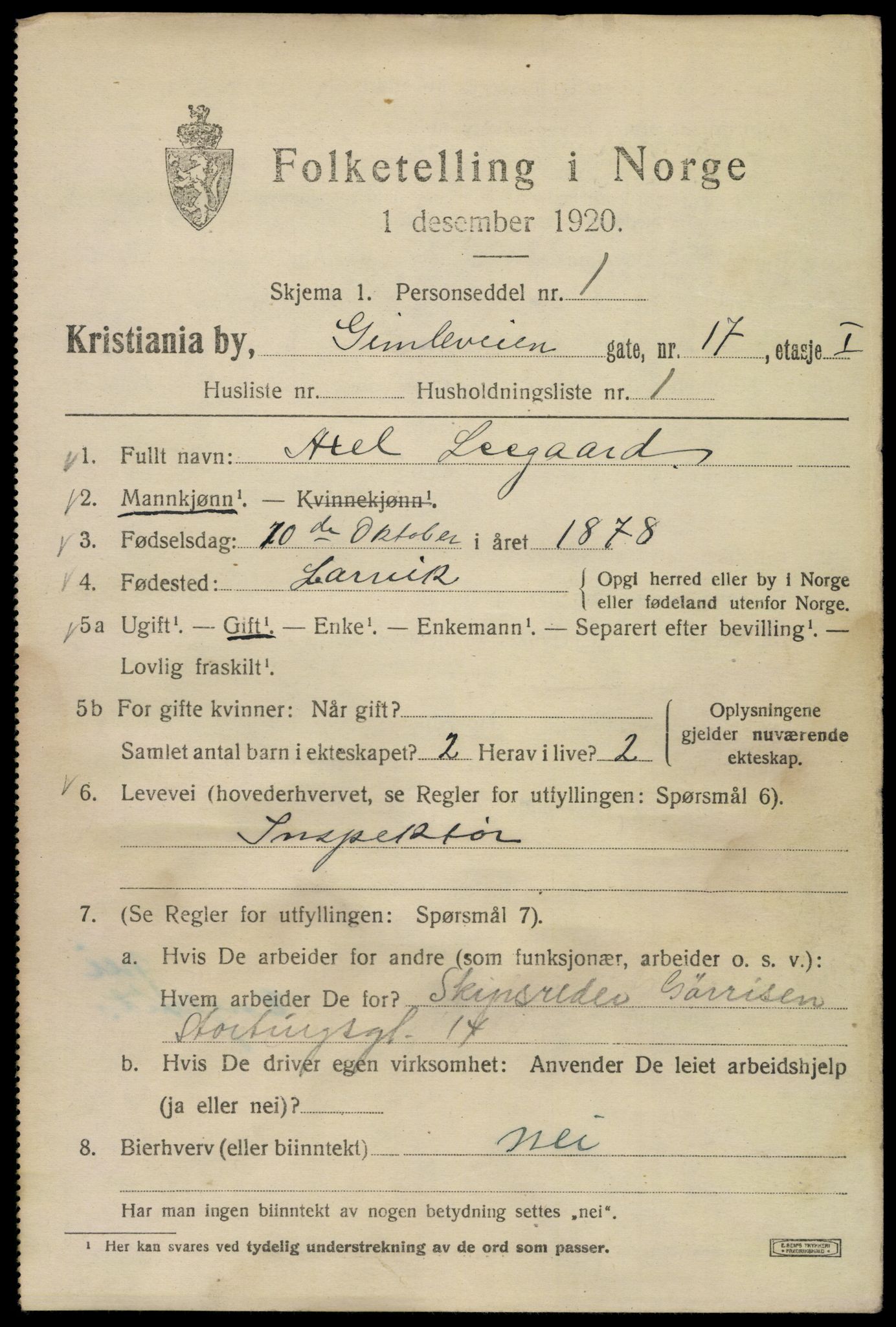 SAO, 1920 census for Kristiania, 1920, p. 247485