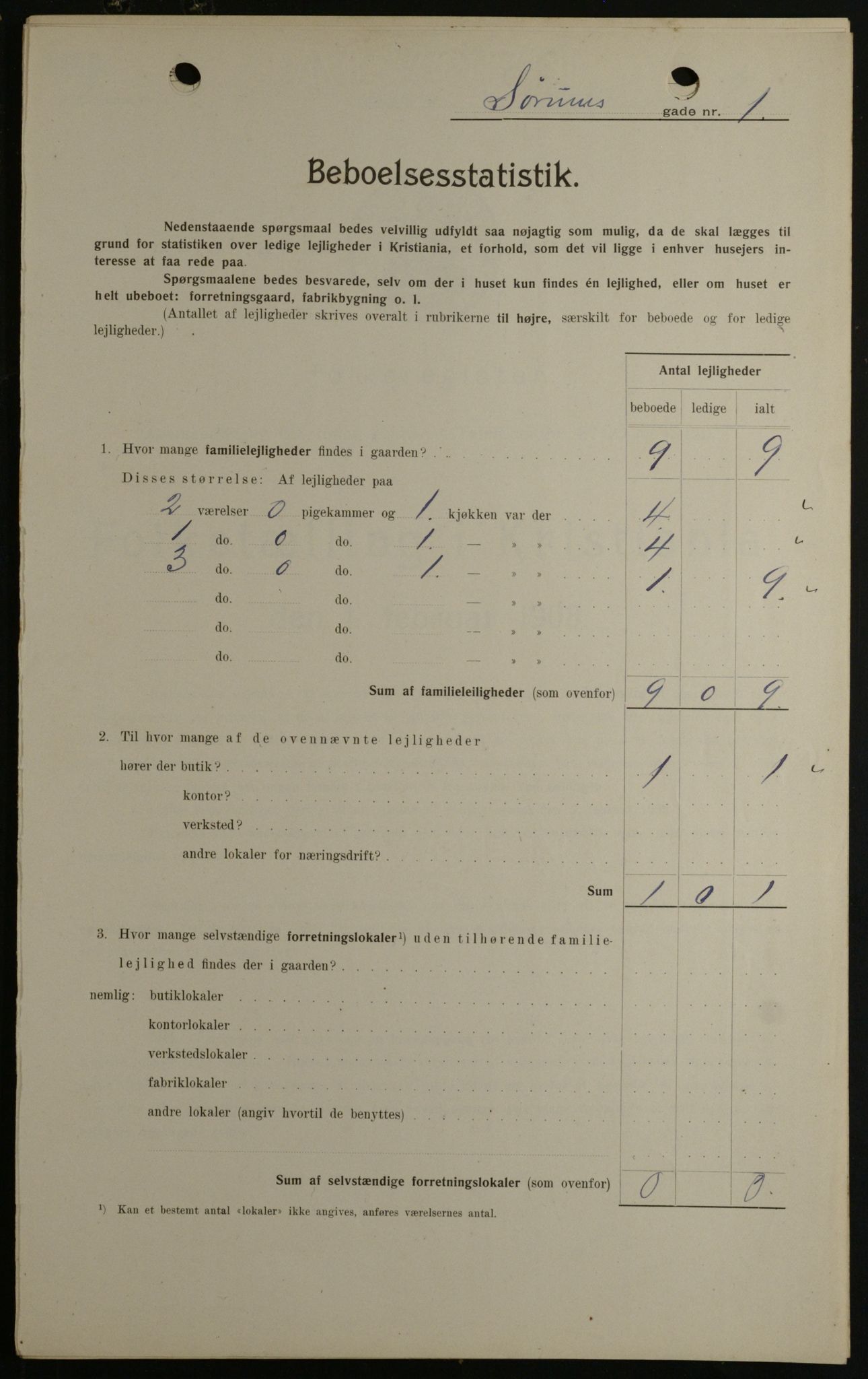 OBA, Municipal Census 1908 for Kristiania, 1908, p. 96075