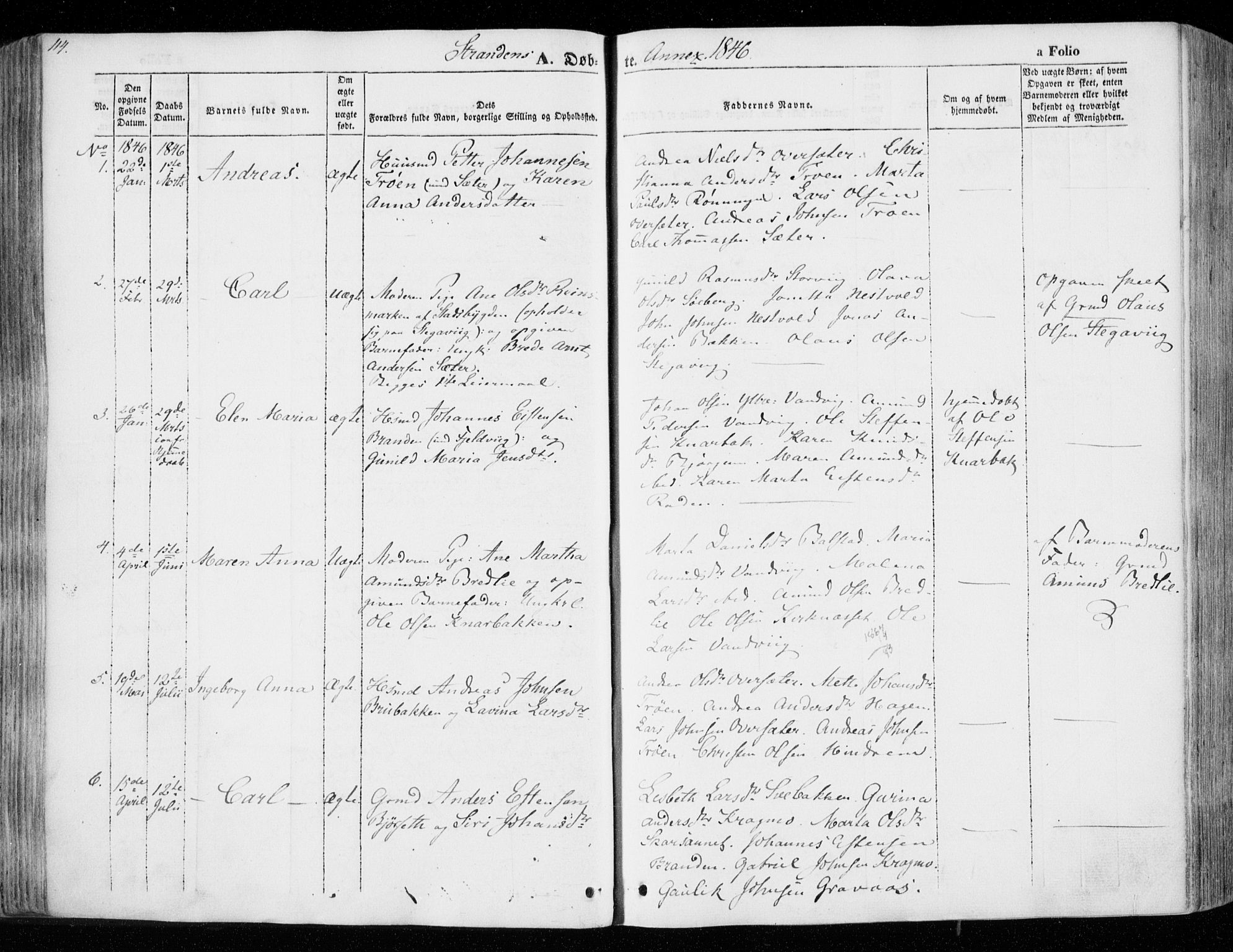Ministerialprotokoller, klokkerbøker og fødselsregistre - Nord-Trøndelag, SAT/A-1458/701/L0007: Parish register (official) no. 701A07 /2, 1842-1854, p. 114