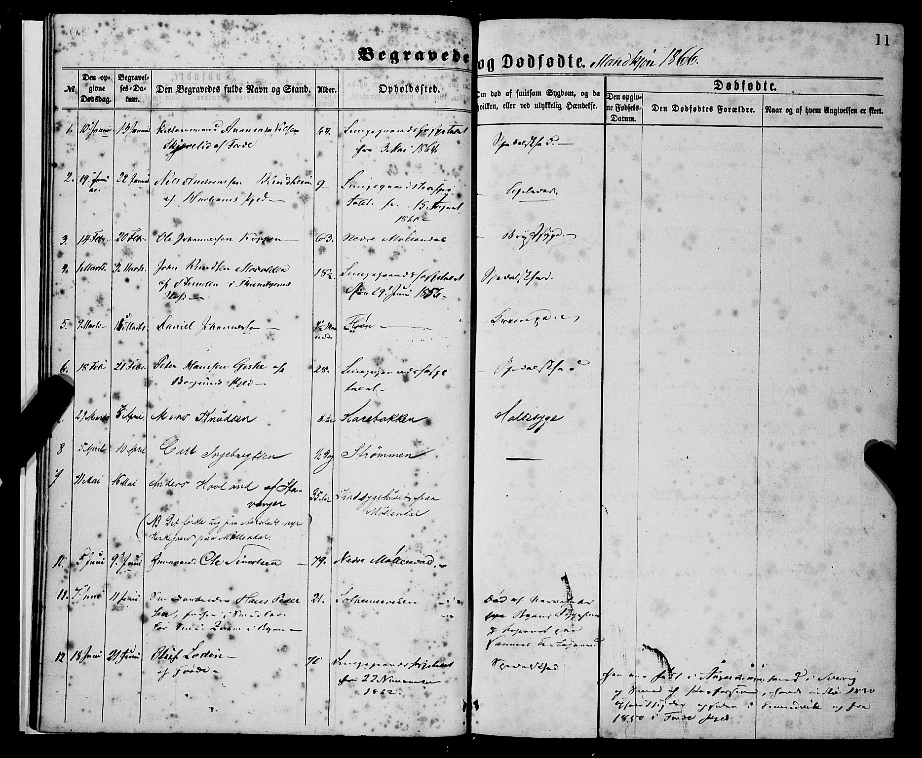 St. Jørgens hospital og Årstad sokneprestembete, AV/SAB-A-99934: Parish register (official) no. A 11, 1864-1886, p. 11