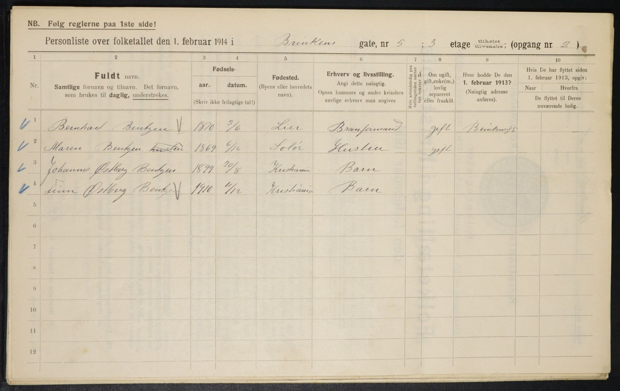 OBA, Municipal Census 1914 for Kristiania, 1914, p. 8845