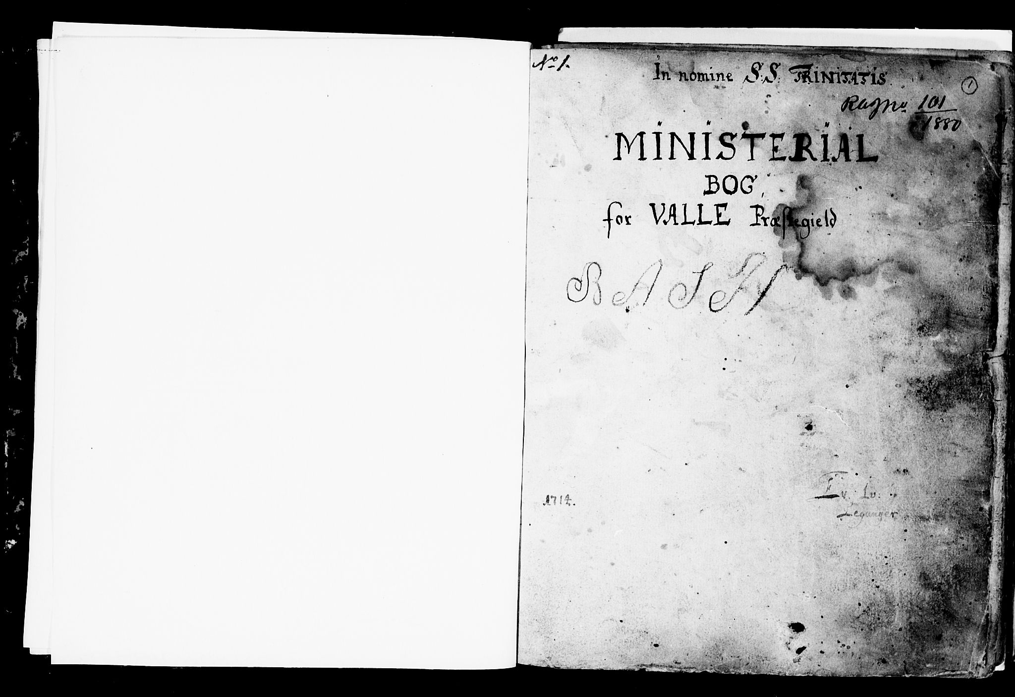 Valle sokneprestkontor, AV/SAK-1111-0044/F/Fa/Fac/L0001: Parish register (official) no. A 1, 1714-1745, p. 1