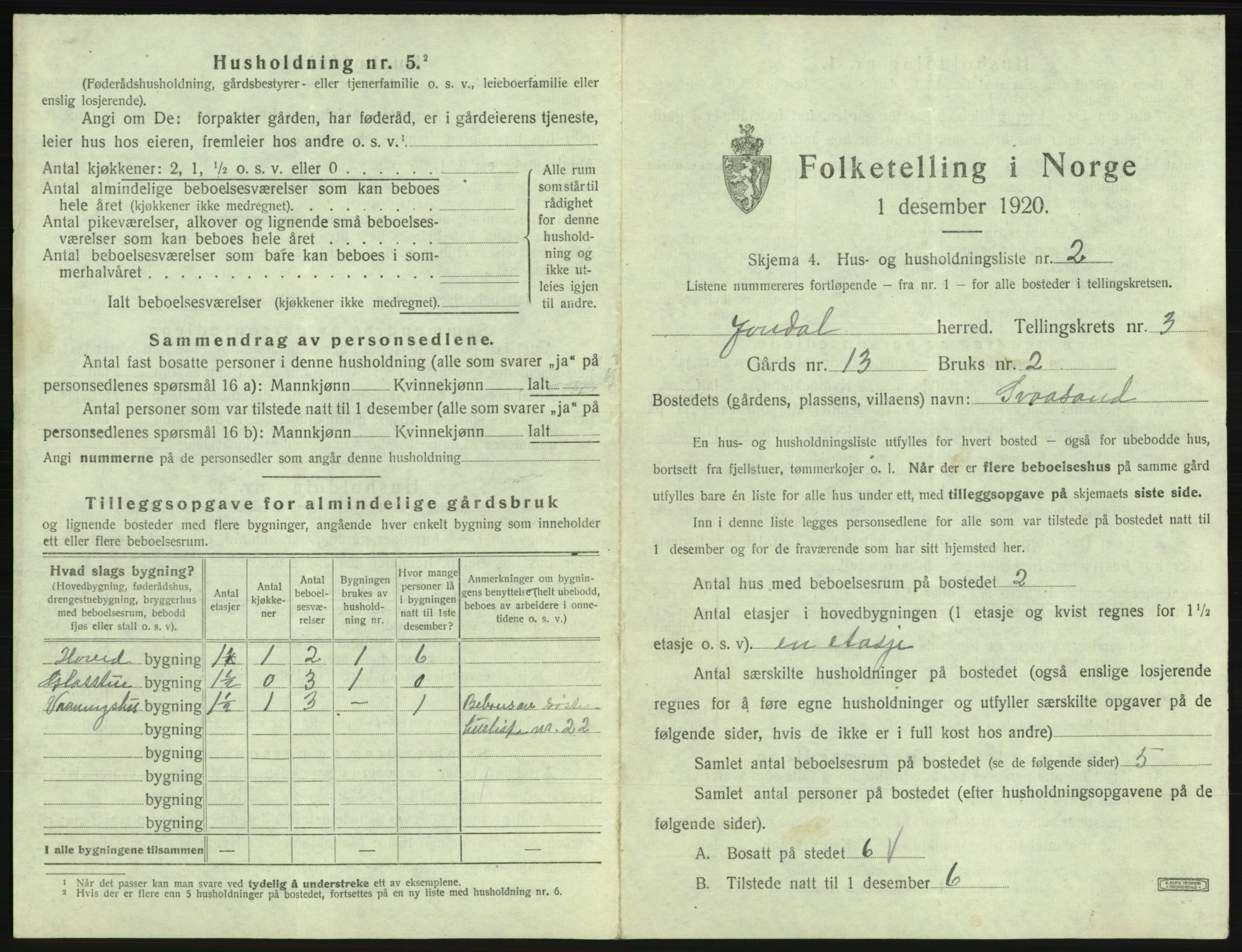 SAB, 1920 census for Jondal, 1920, p. 213