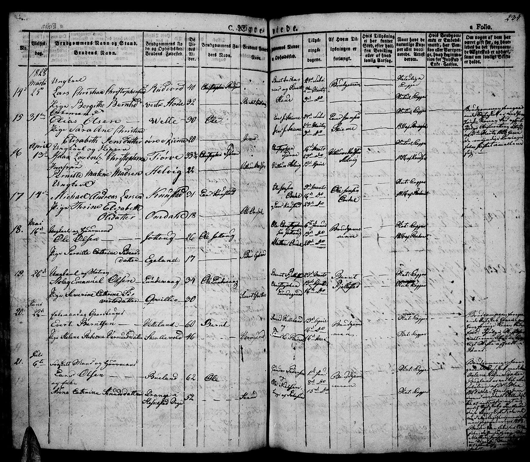 Lista sokneprestkontor, AV/SAK-1111-0027/F/Fa/L0008: Parish register (official) no. A 8, 1823-1835, p. 234