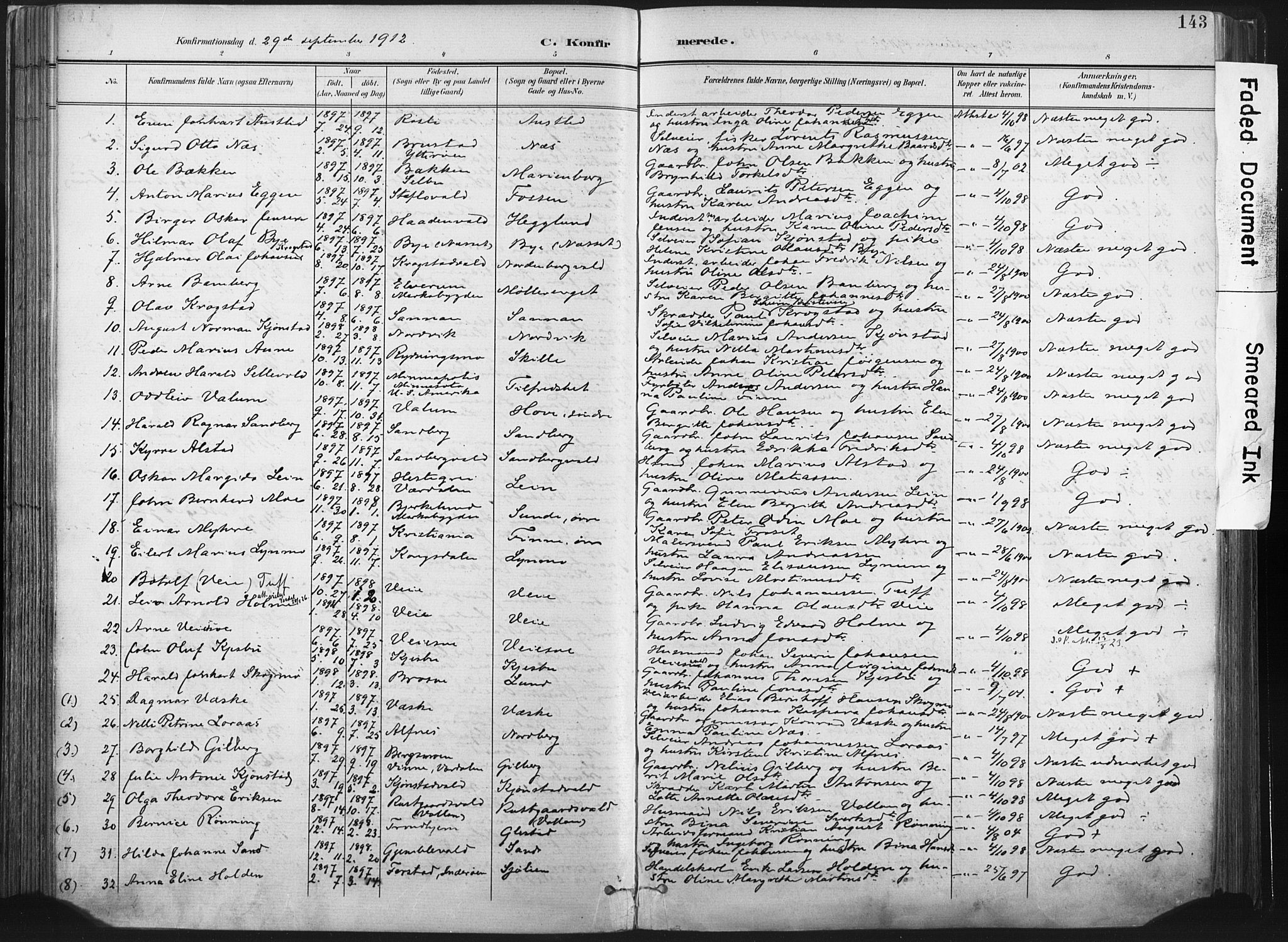 Ministerialprotokoller, klokkerbøker og fødselsregistre - Nord-Trøndelag, SAT/A-1458/717/L0162: Parish register (official) no. 717A12, 1898-1923, p. 143
