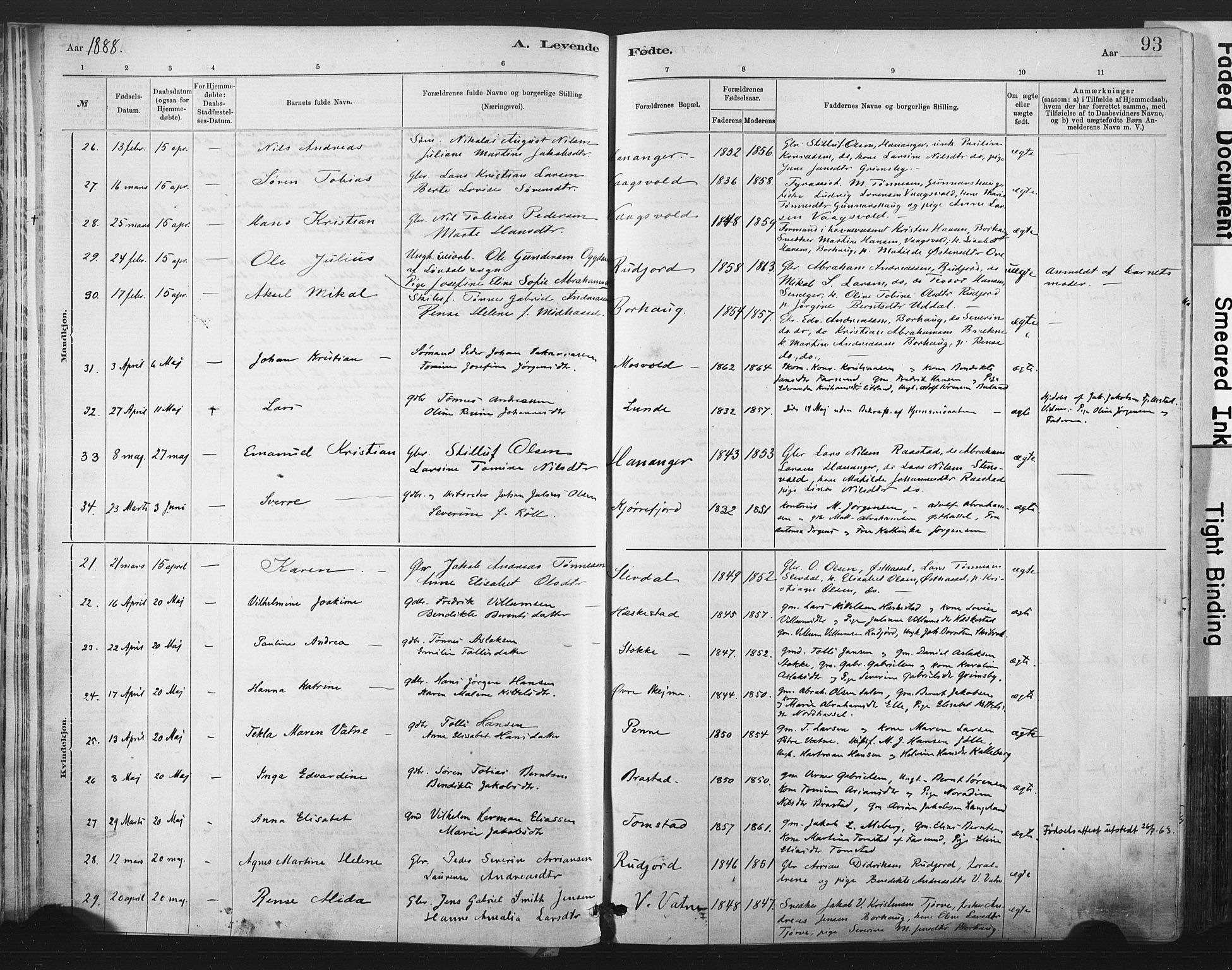 Lista sokneprestkontor, AV/SAK-1111-0027/F/Fa/L0012: Parish register (official) no. A 12, 1879-1903, p. 93