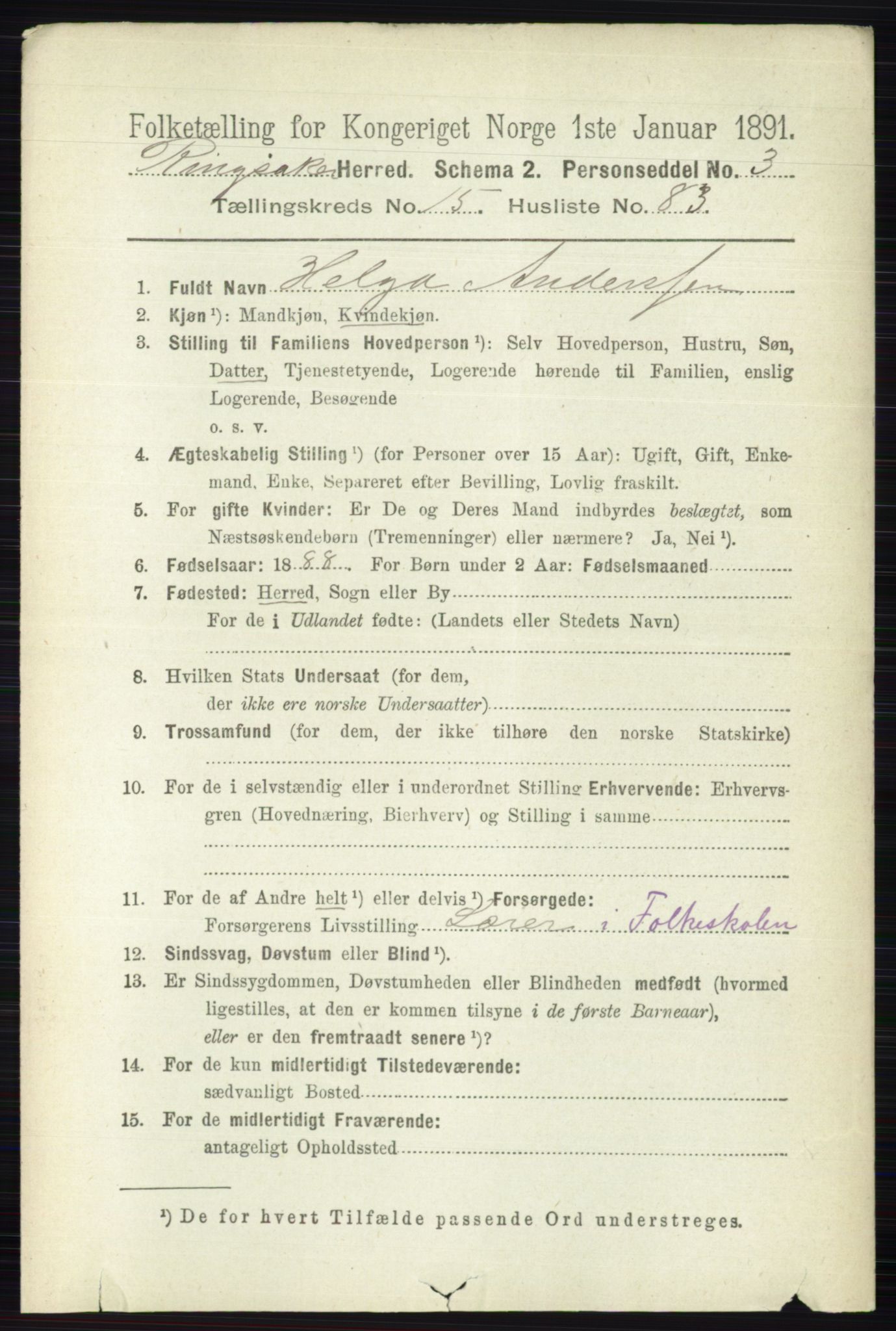 RA, 1891 census for 0412 Ringsaker, 1891, p. 8982