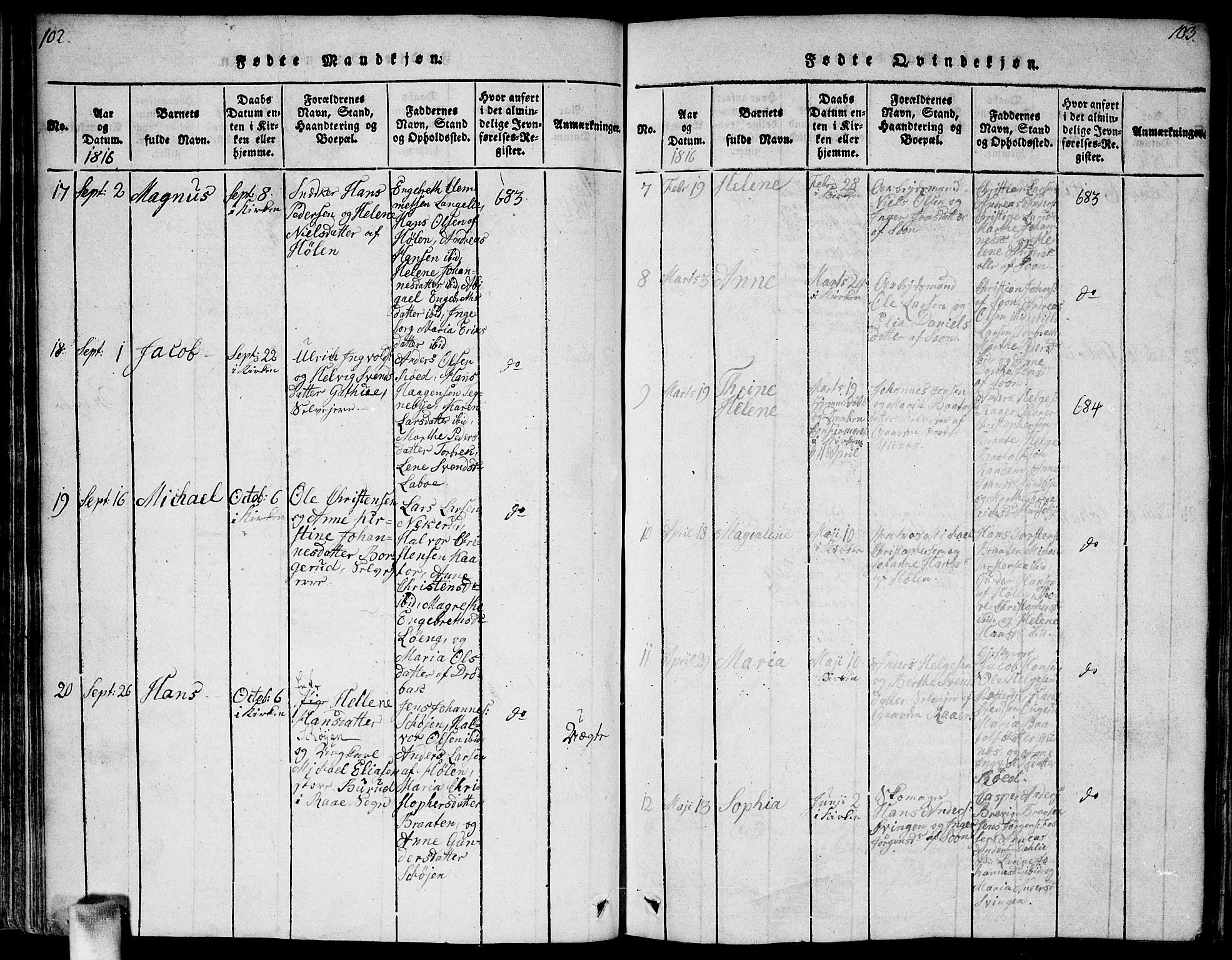 Vestby prestekontor Kirkebøker, SAO/A-10893/F/Fa/L0005: Parish register (official) no. I 5, 1814-1827, p. 102-103