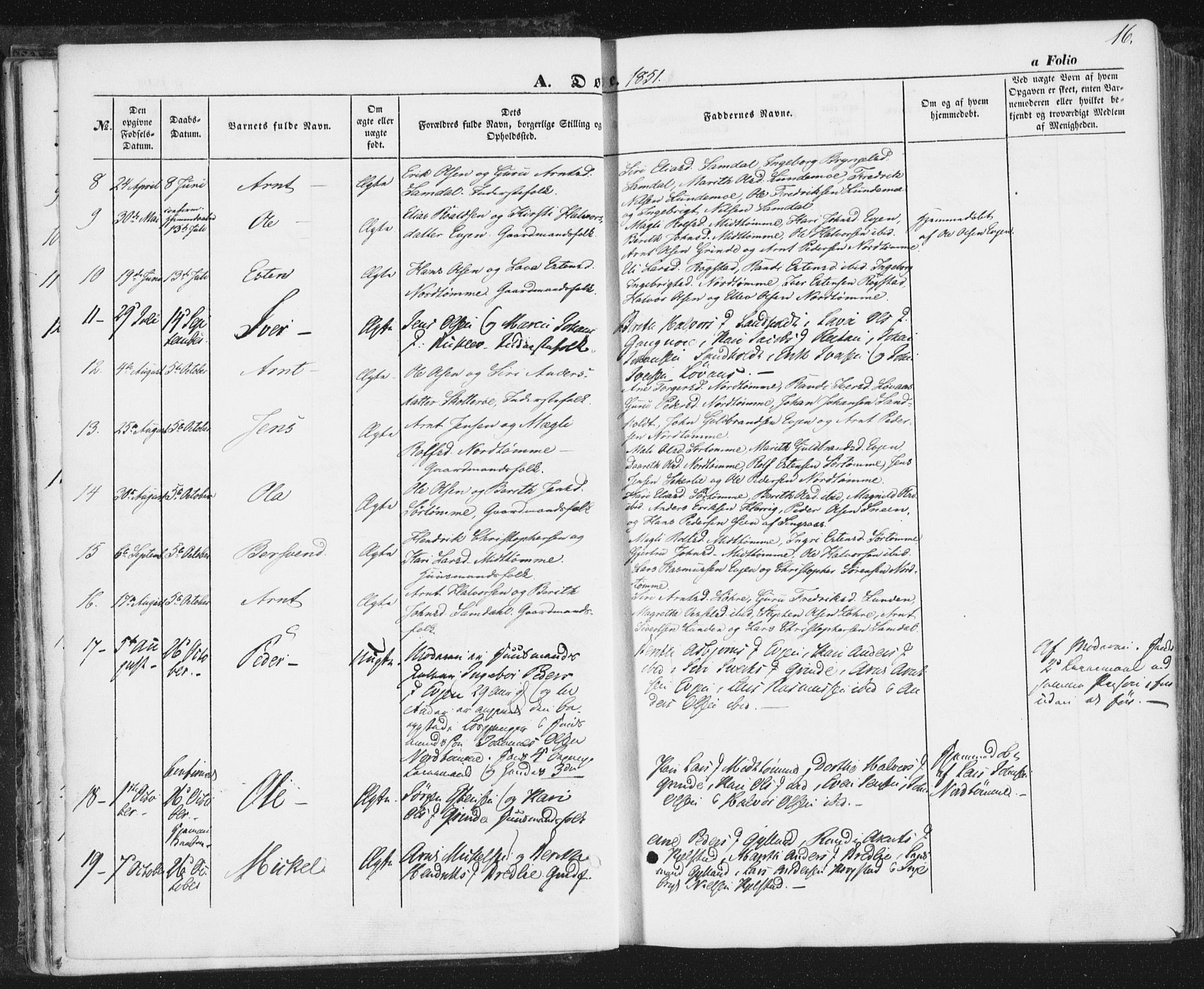 Ministerialprotokoller, klokkerbøker og fødselsregistre - Sør-Trøndelag, SAT/A-1456/692/L1103: Parish register (official) no. 692A03, 1849-1870, p. 16