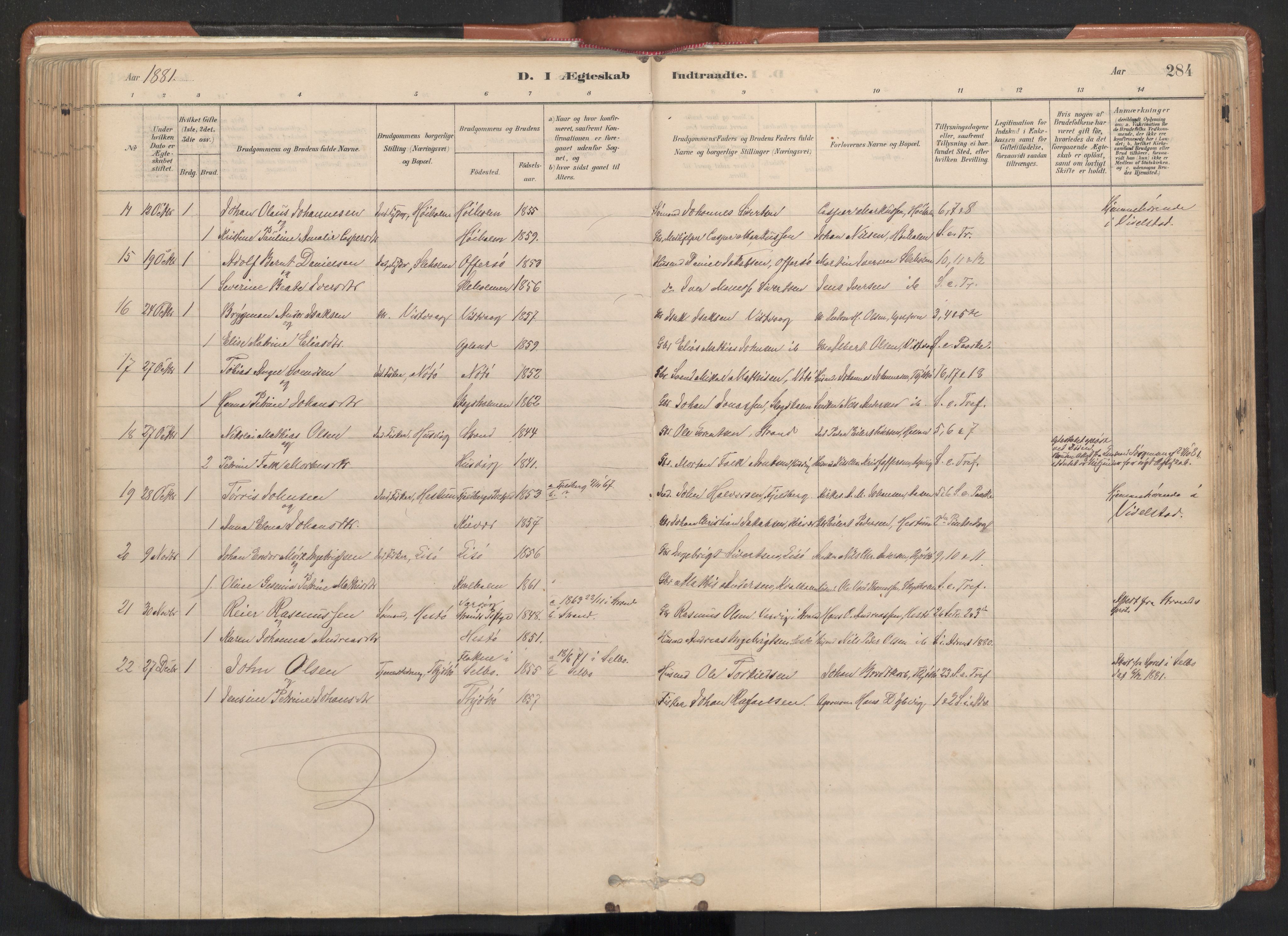 Ministerialprotokoller, klokkerbøker og fødselsregistre - Nordland, AV/SAT-A-1459/817/L0264: Parish register (official) no. 817A04, 1878-1907, p. 284