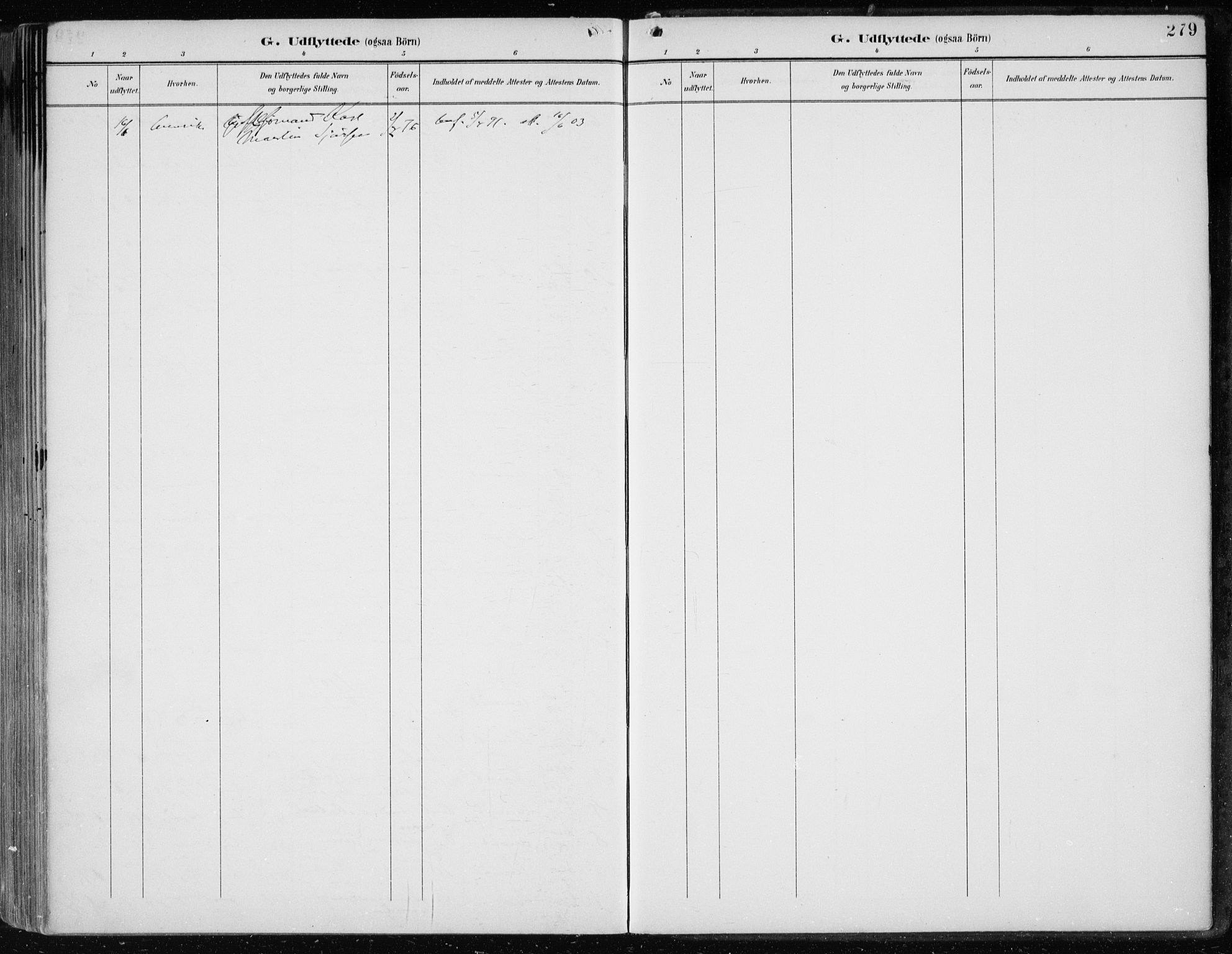 Askøy Sokneprestembete, SAB/A-74101/H/Ha/Haa/Haae/L0003: Parish register (official) no. E 3, 1891-1903, p. 279