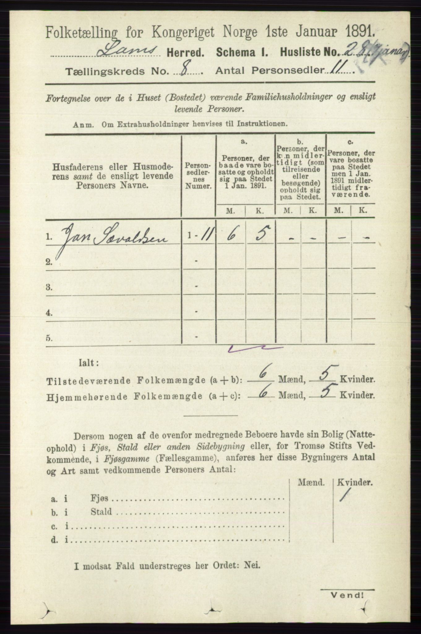 RA, 1891 census for 0514 Lom, 1891, p. 3070