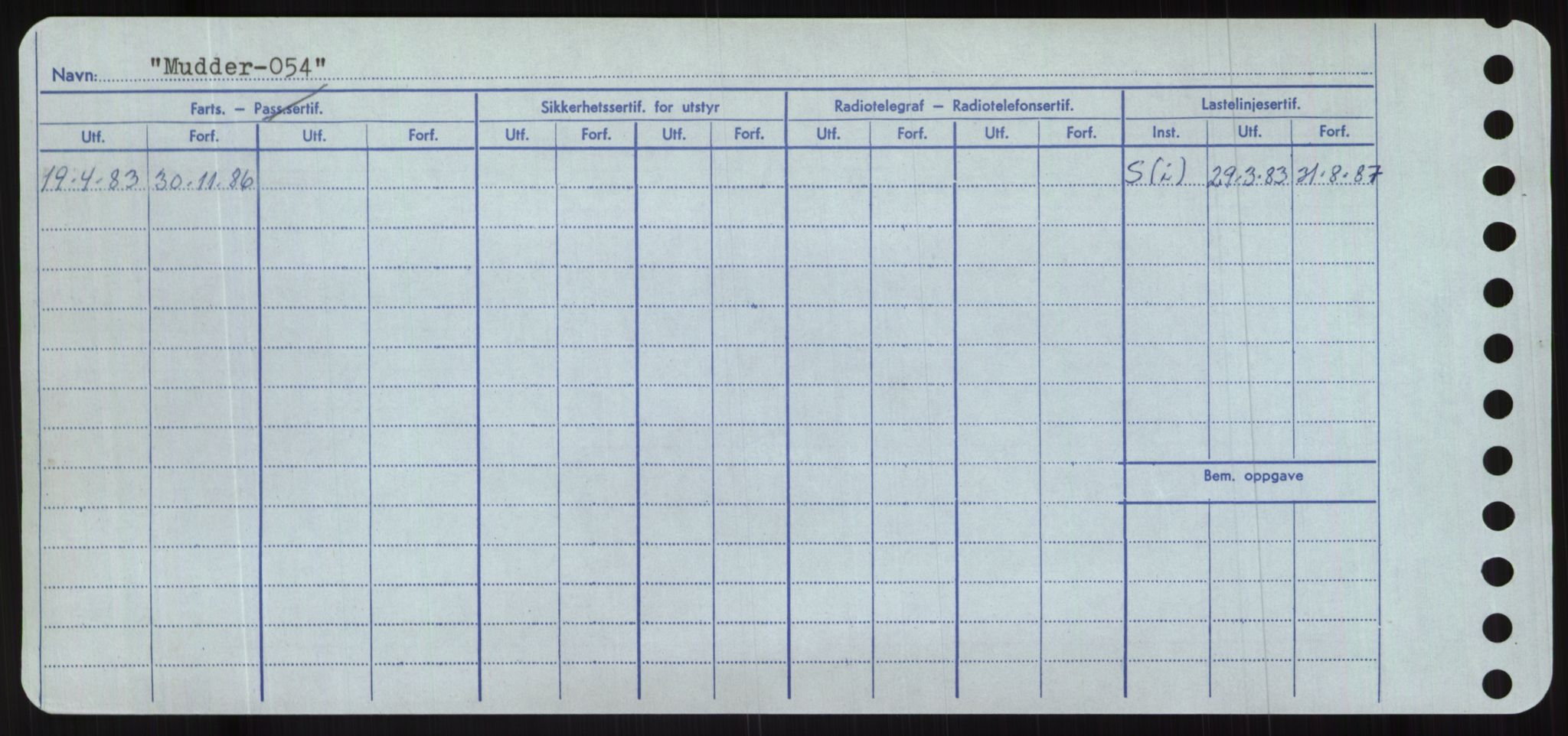 Sjøfartsdirektoratet med forløpere, Skipsmålingen, RA/S-1627/H/Hc/L0001: Lektere, A-Y, p. 306