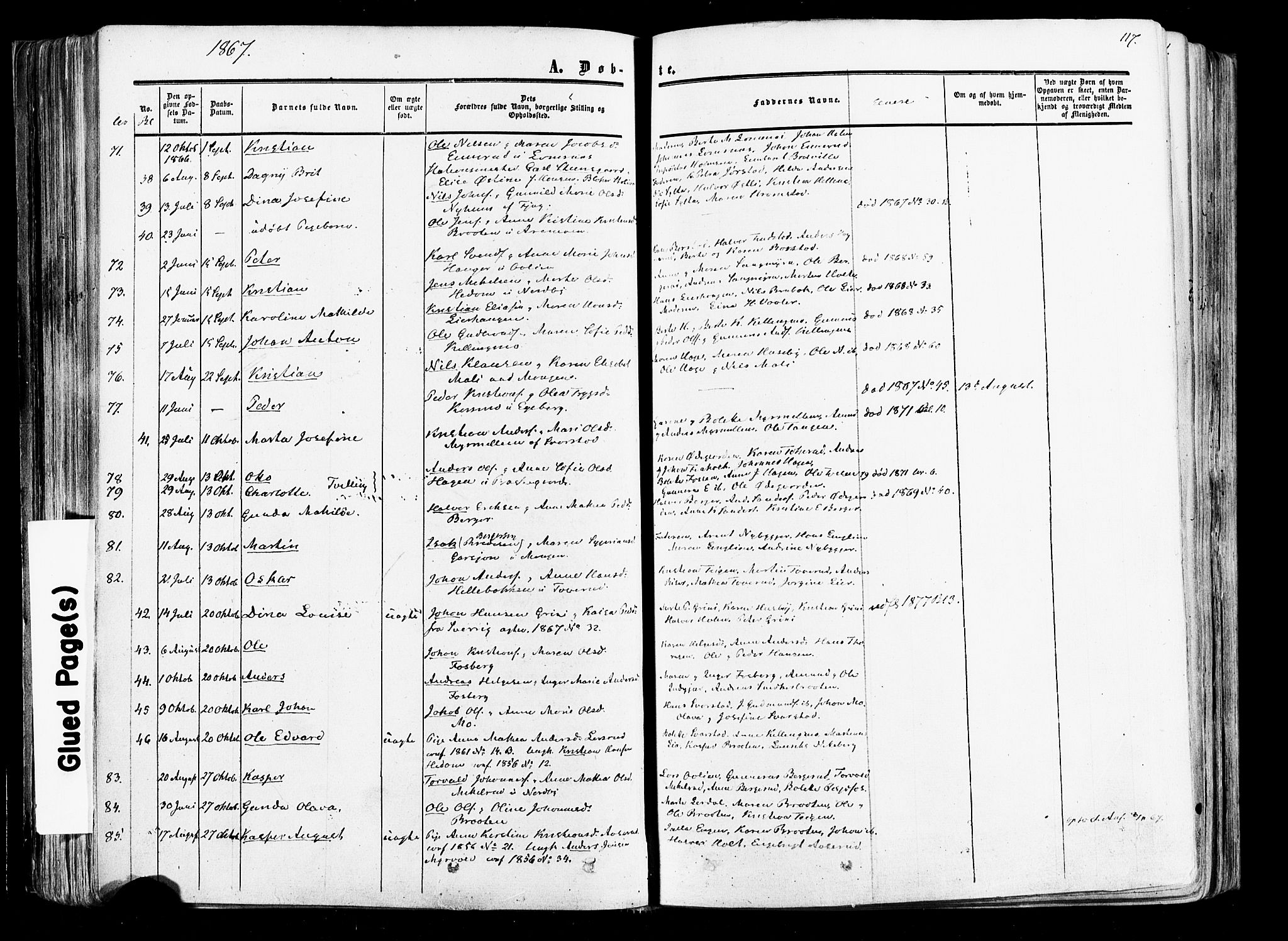 Aurskog prestekontor Kirkebøker, SAO/A-10304a/F/Fa/L0007: Parish register (official) no. I 7, 1854-1877, p. 117