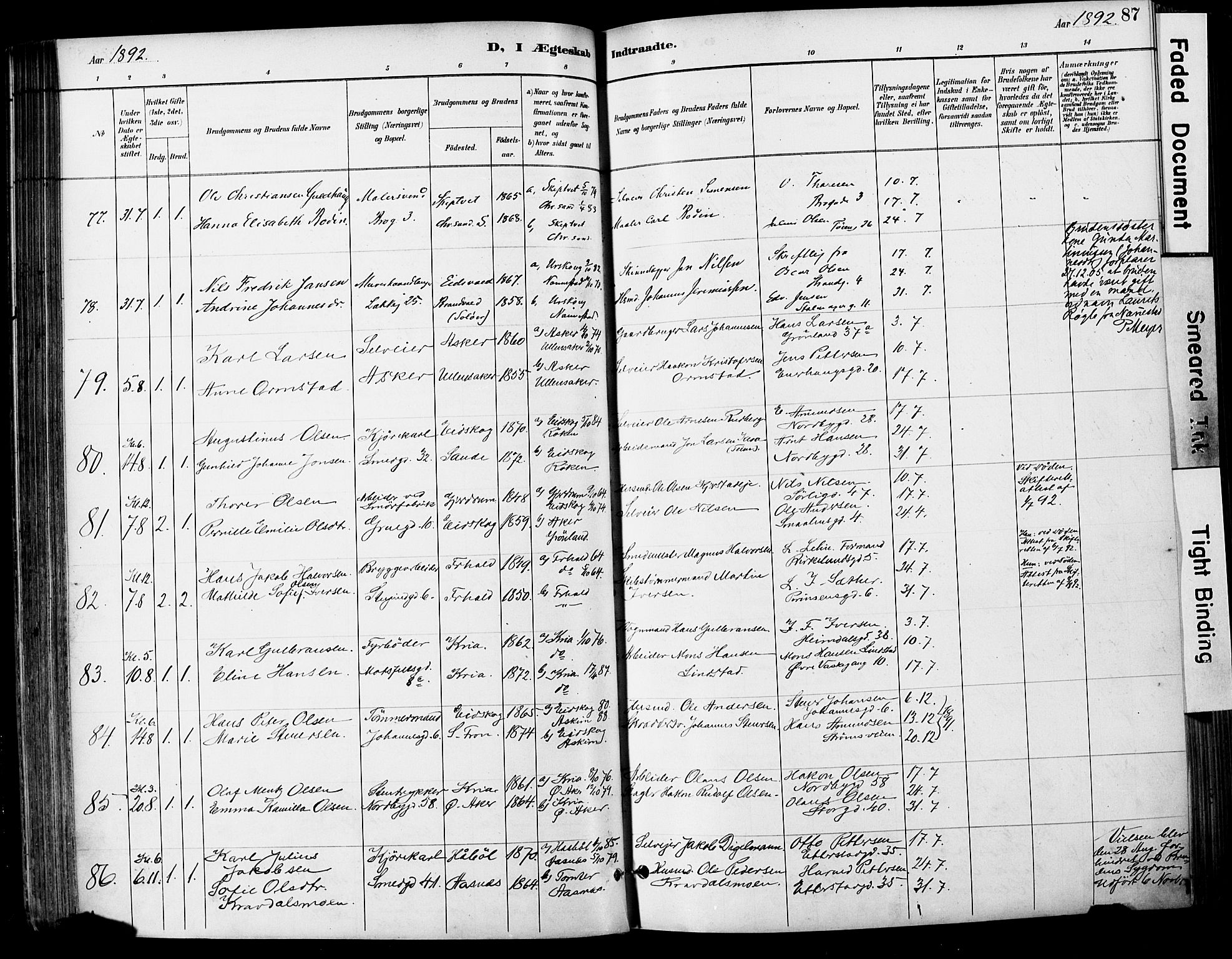 Grønland prestekontor Kirkebøker, AV/SAO-A-10848/F/Fa/L0013: Parish register (official) no. 13, 1887-1906, p. 87