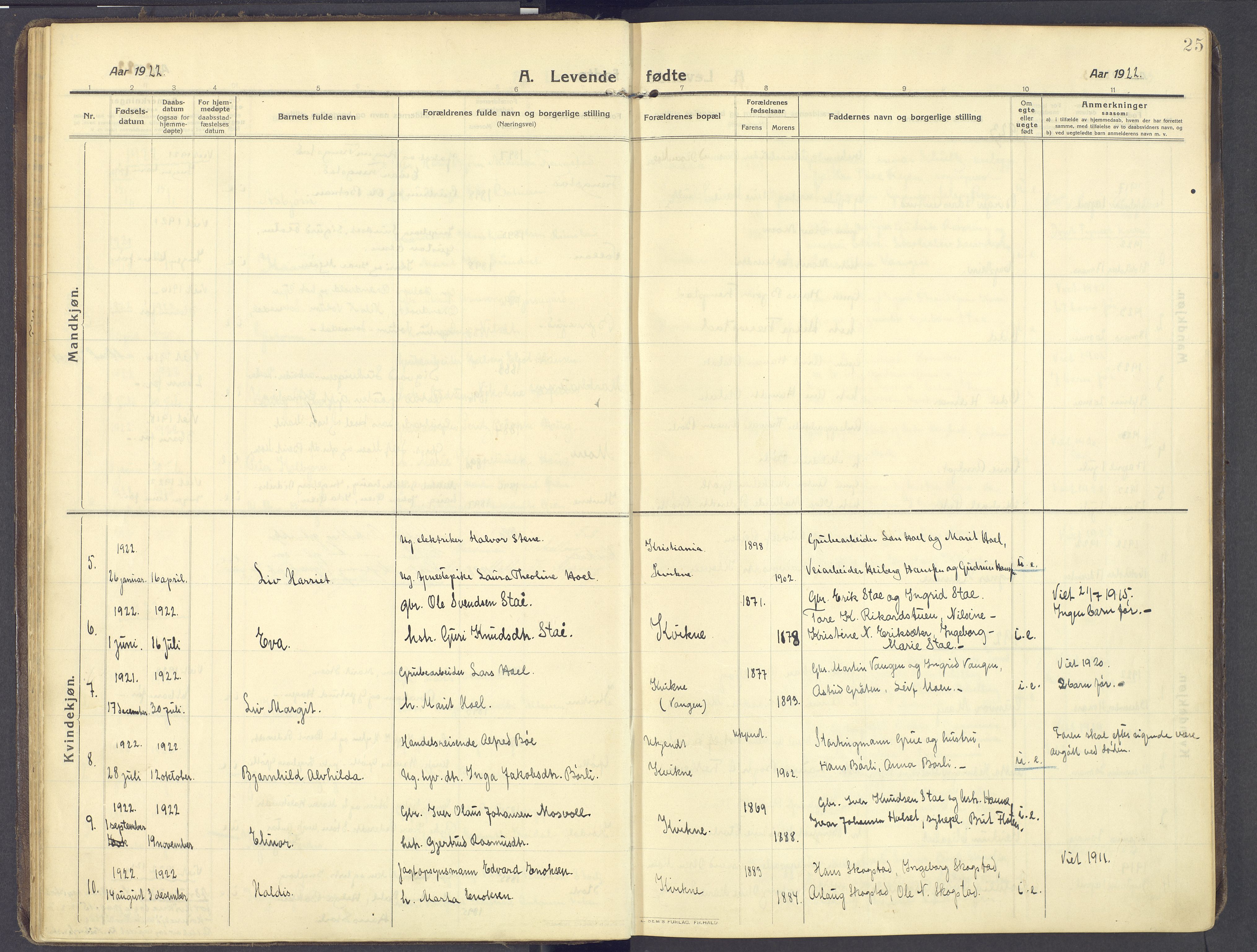 Kvikne prestekontor, AV/SAH-PREST-064/H/Ha/Haa/L0009: Parish register (official) no. 9, 1911-1942, p. 25