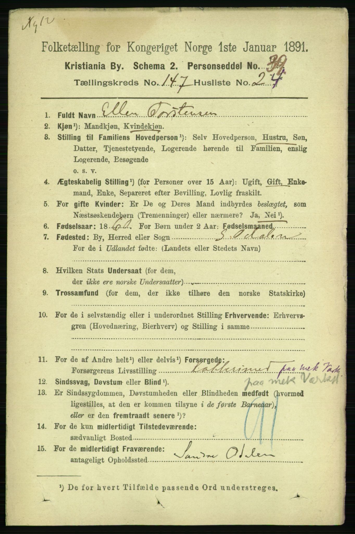 RA, 1891 census for 0301 Kristiania, 1891, p. 82269