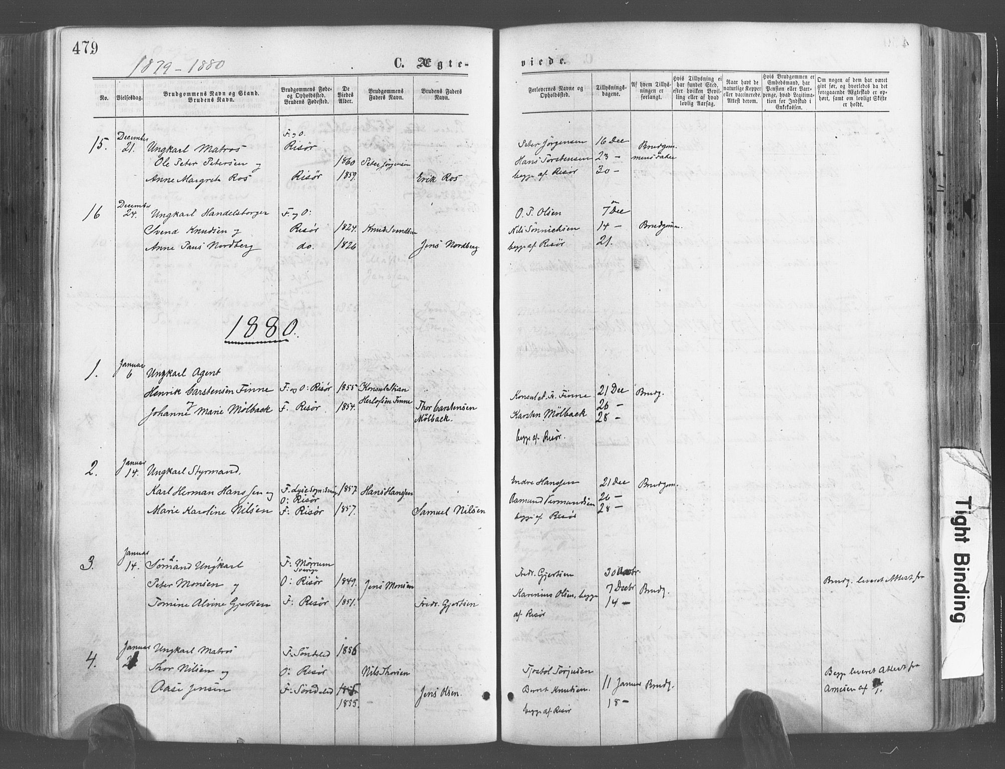 Risør sokneprestkontor, AV/SAK-1111-0035/F/Fa/L0004: Parish register (official) no. A 4, 1865-1882, p. 479