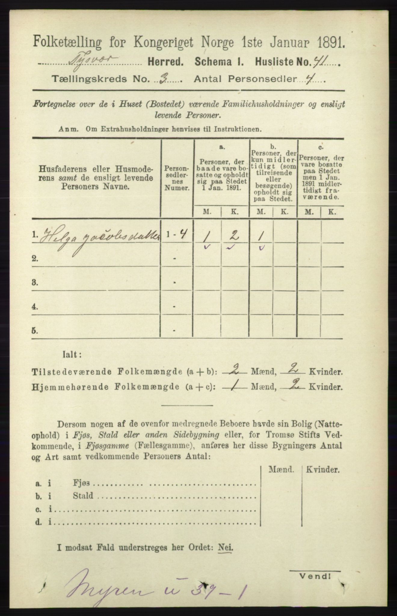 RA, 1891 census for 1146 Tysvær, 1891, p. 1223