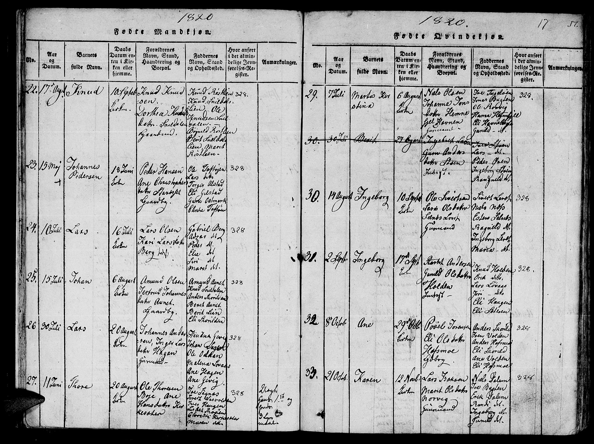 Ministerialprotokoller, klokkerbøker og fødselsregistre - Sør-Trøndelag, AV/SAT-A-1456/630/L0491: Parish register (official) no. 630A04, 1818-1830, p. 17