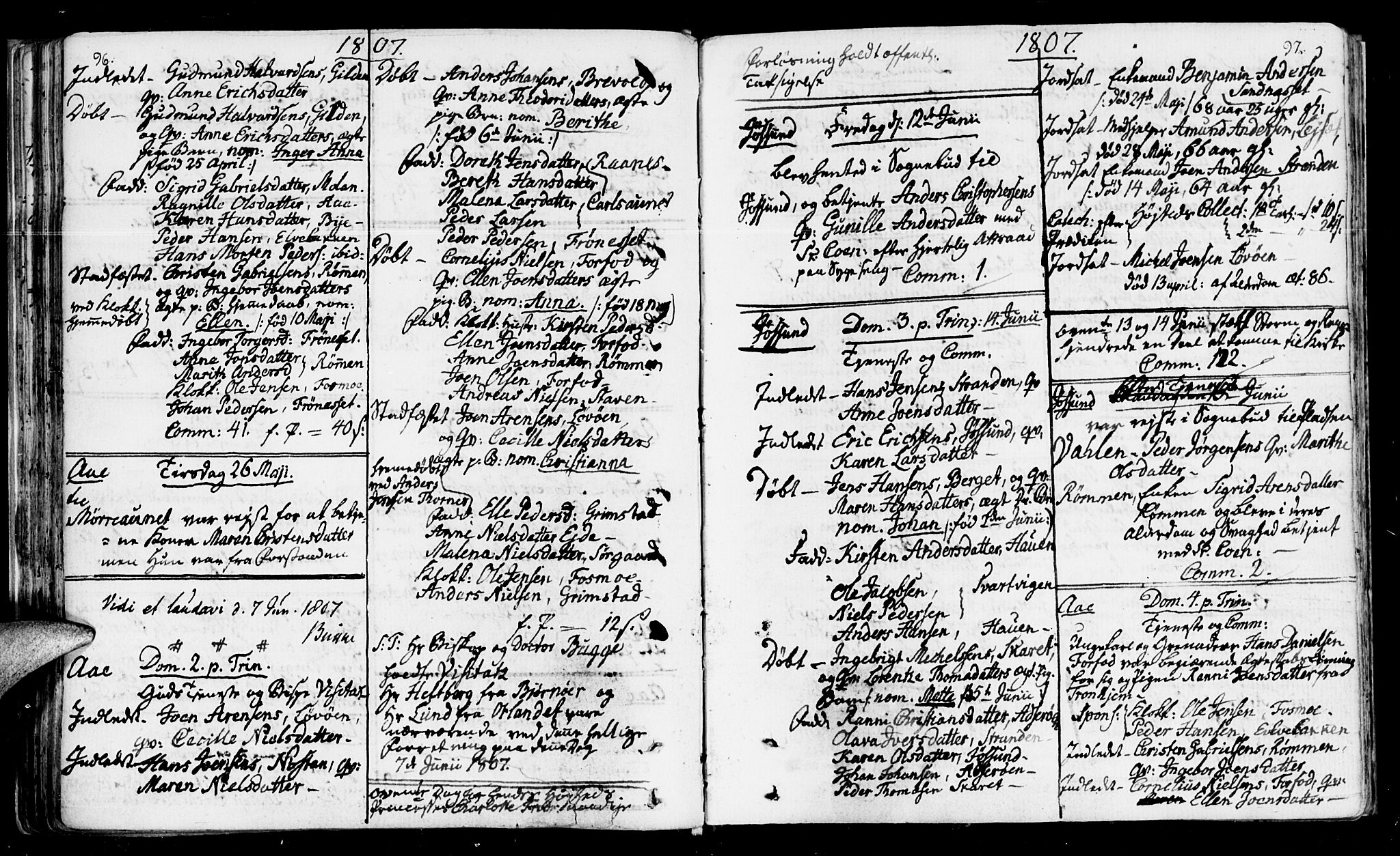 Ministerialprotokoller, klokkerbøker og fødselsregistre - Sør-Trøndelag, SAT/A-1456/655/L0674: Parish register (official) no. 655A03, 1802-1826, p. 96-97