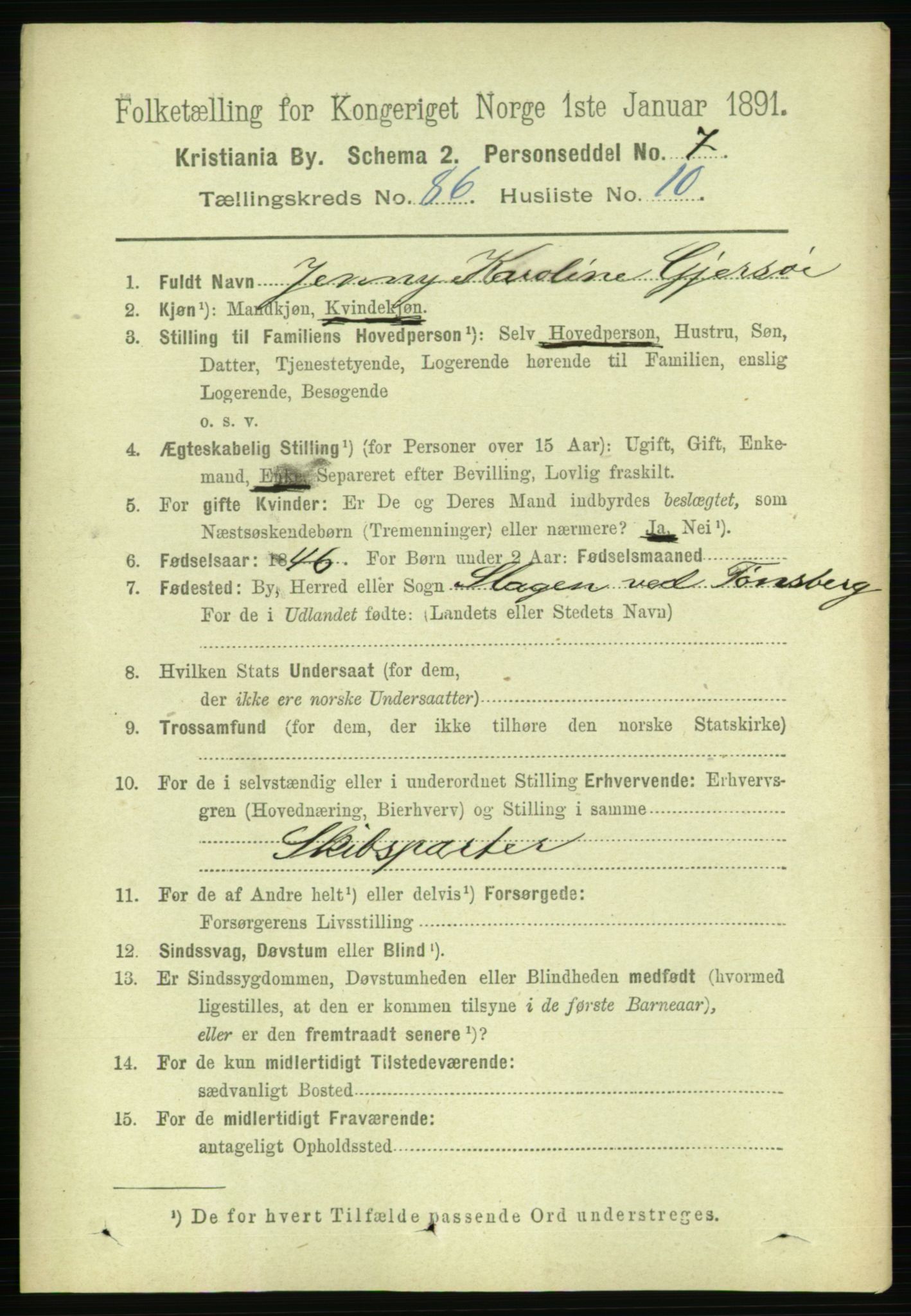 RA, 1891 census for 0301 Kristiania, 1891, p. 43327