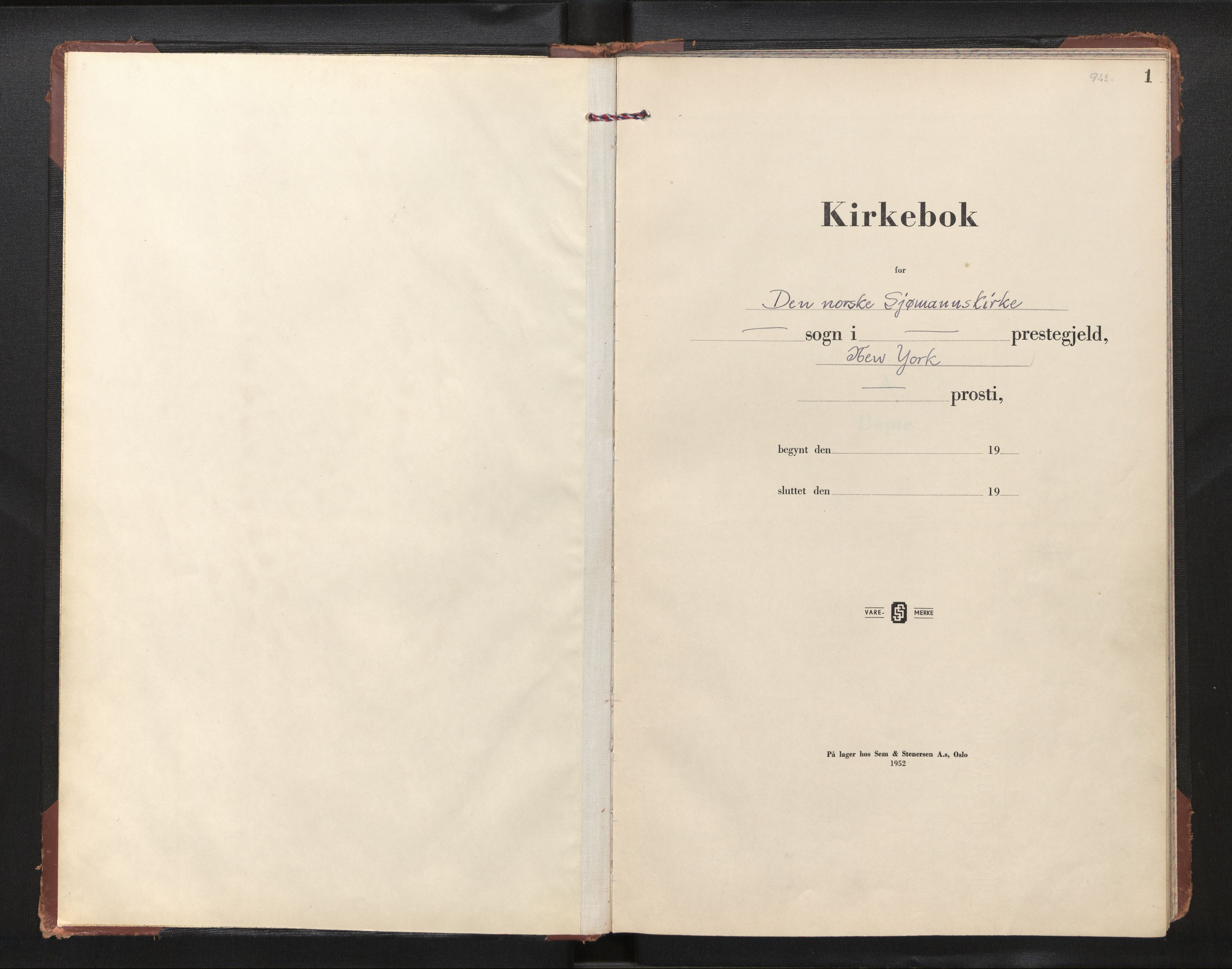 Den norske sjømannsmisjon i utlandet/New York, SAB/SAB/PA-0110/H/Ha/L0012: Parish register (official) no. A 12, 1958-1963, p. 1a