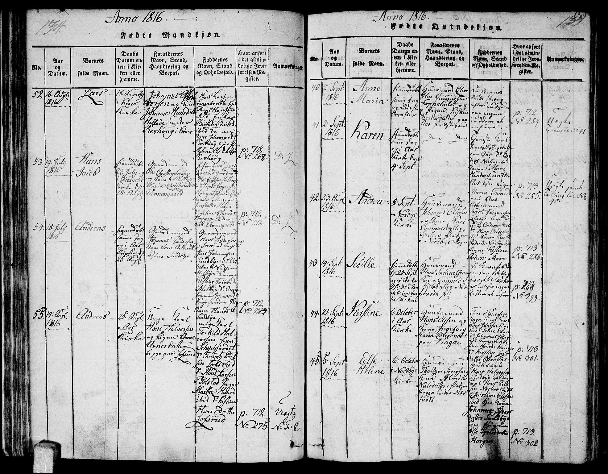 Ås prestekontor Kirkebøker, AV/SAO-A-10894/F/Fa/L0003: Parish register (official) no. I 3, 1814-1818, p. 134-135