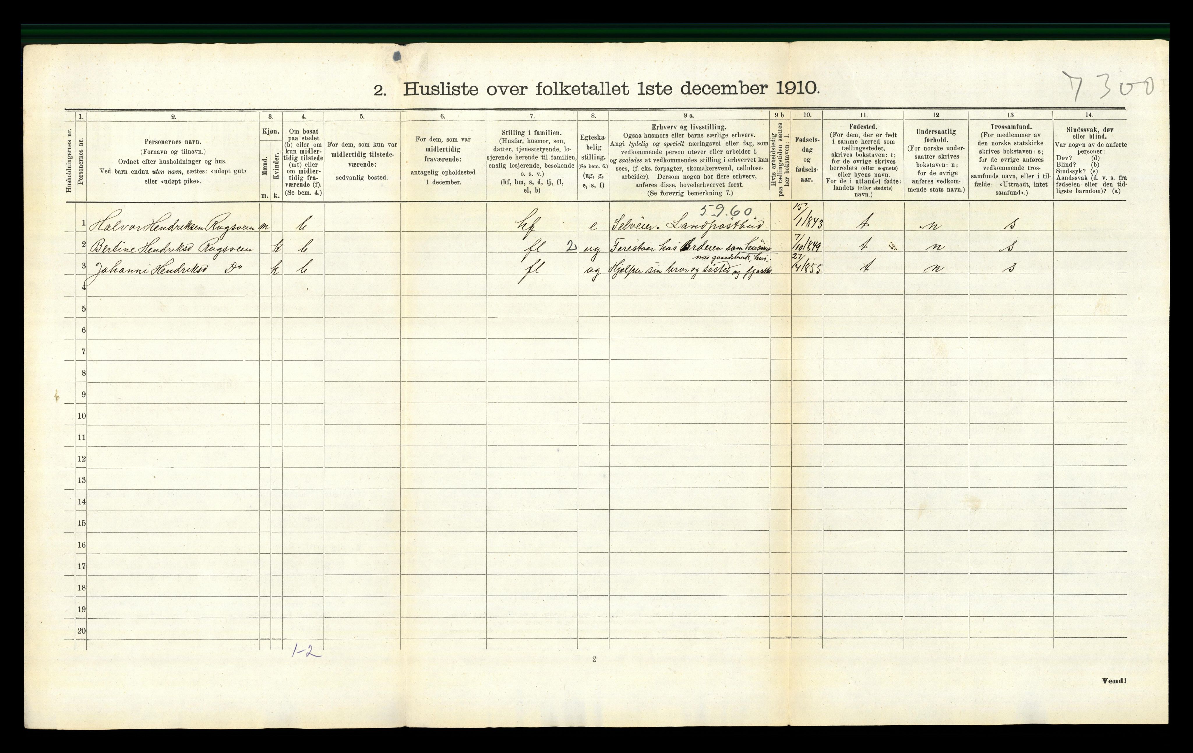 RA, 1910 census for Trysil, 1910, p. 1144