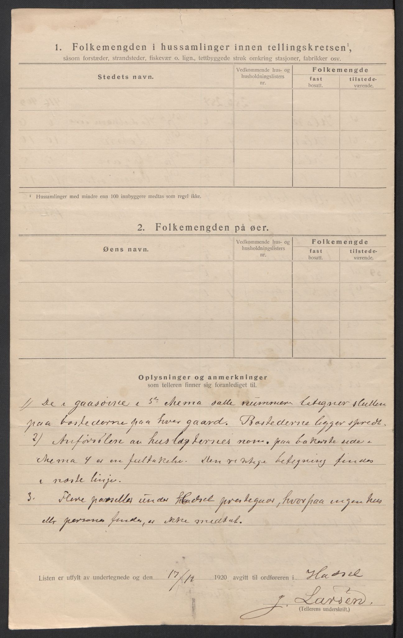 SAT, 1920 census for Hadsel, 1920, p. 59