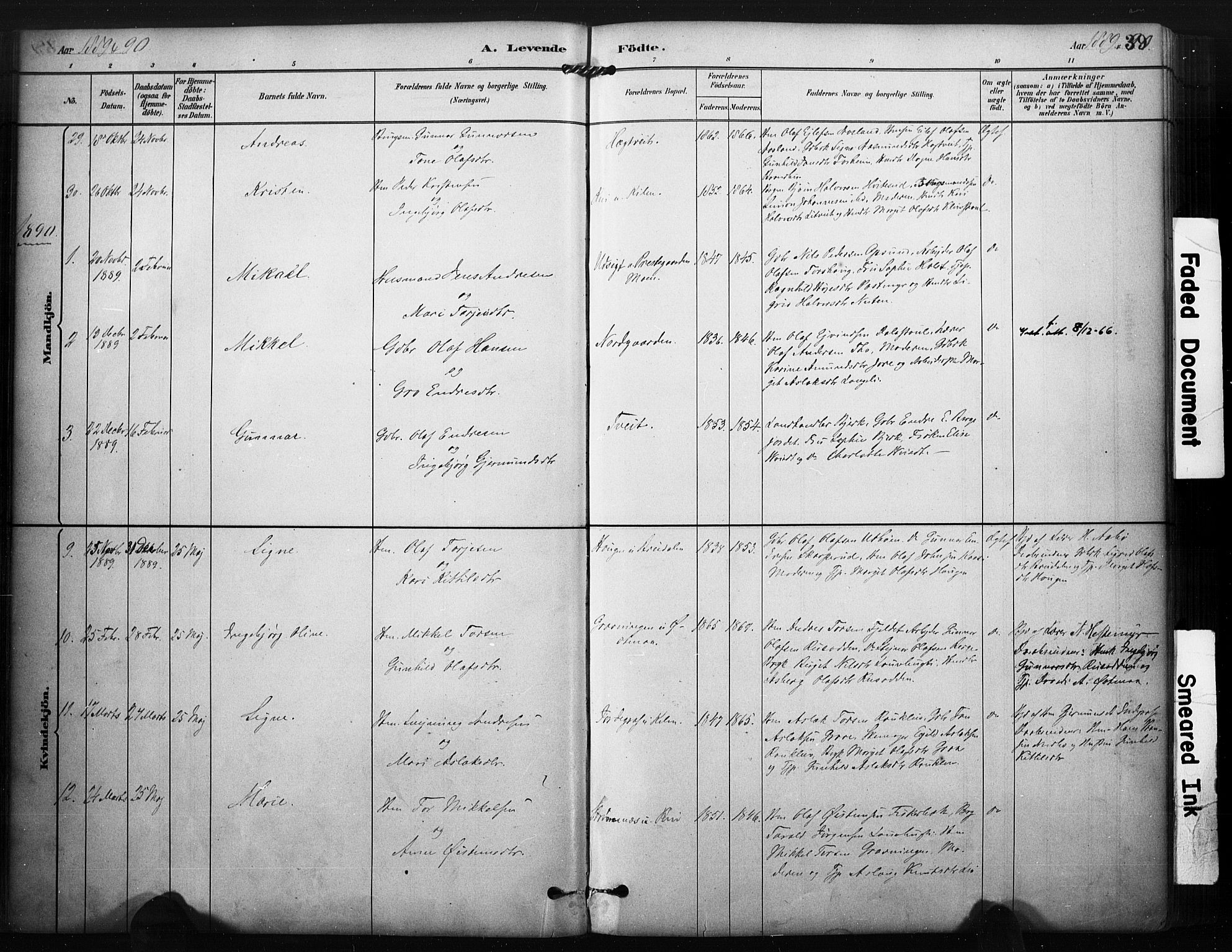 Kviteseid kirkebøker, SAKO/A-276/F/Fa/L0008: Parish register (official) no. I 8, 1882-1903, p. 39