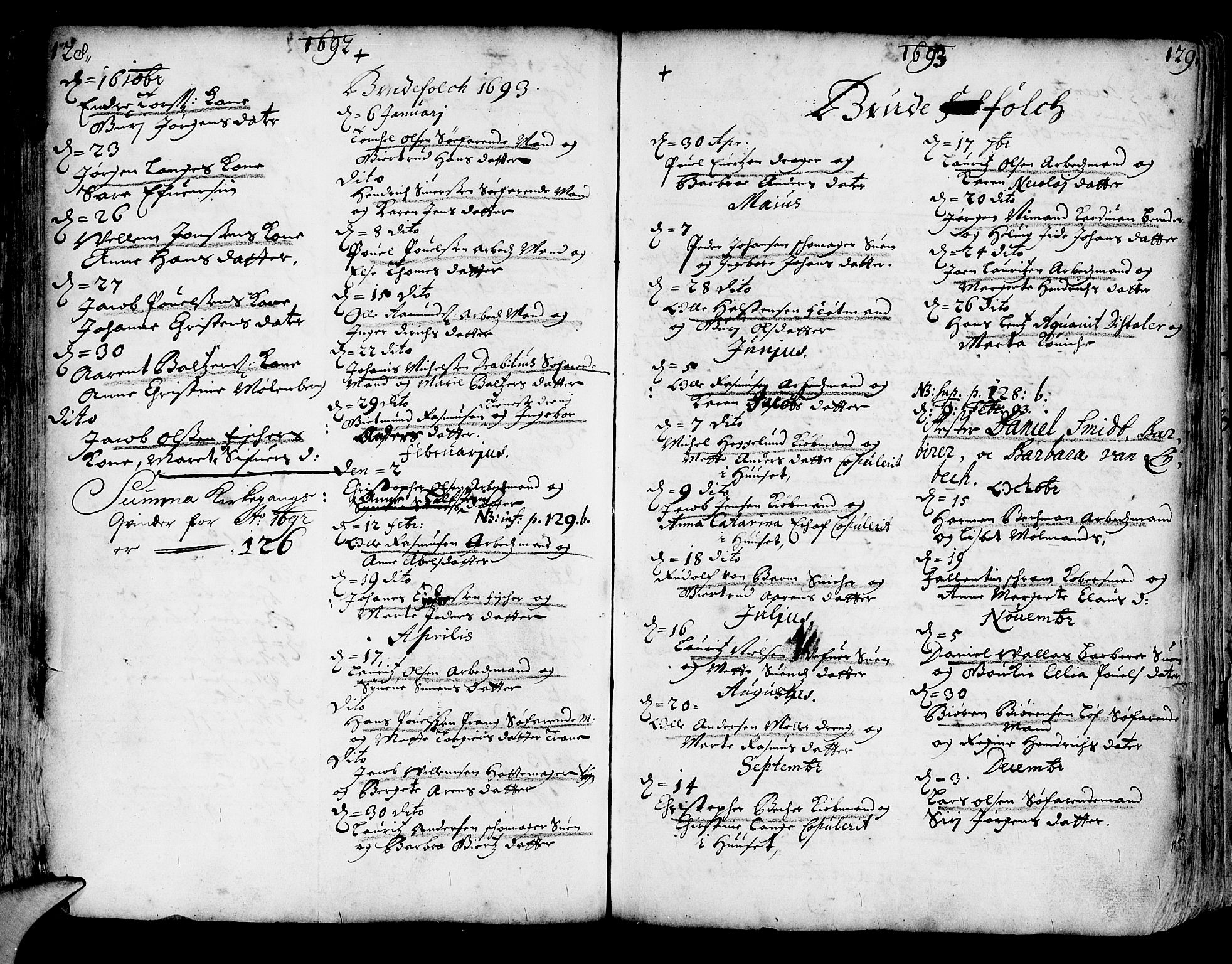 Korskirken sokneprestembete, SAB/A-76101/H/Haa/L0002: Parish register (official) no. A 2, 1688-1697, p. 128-129