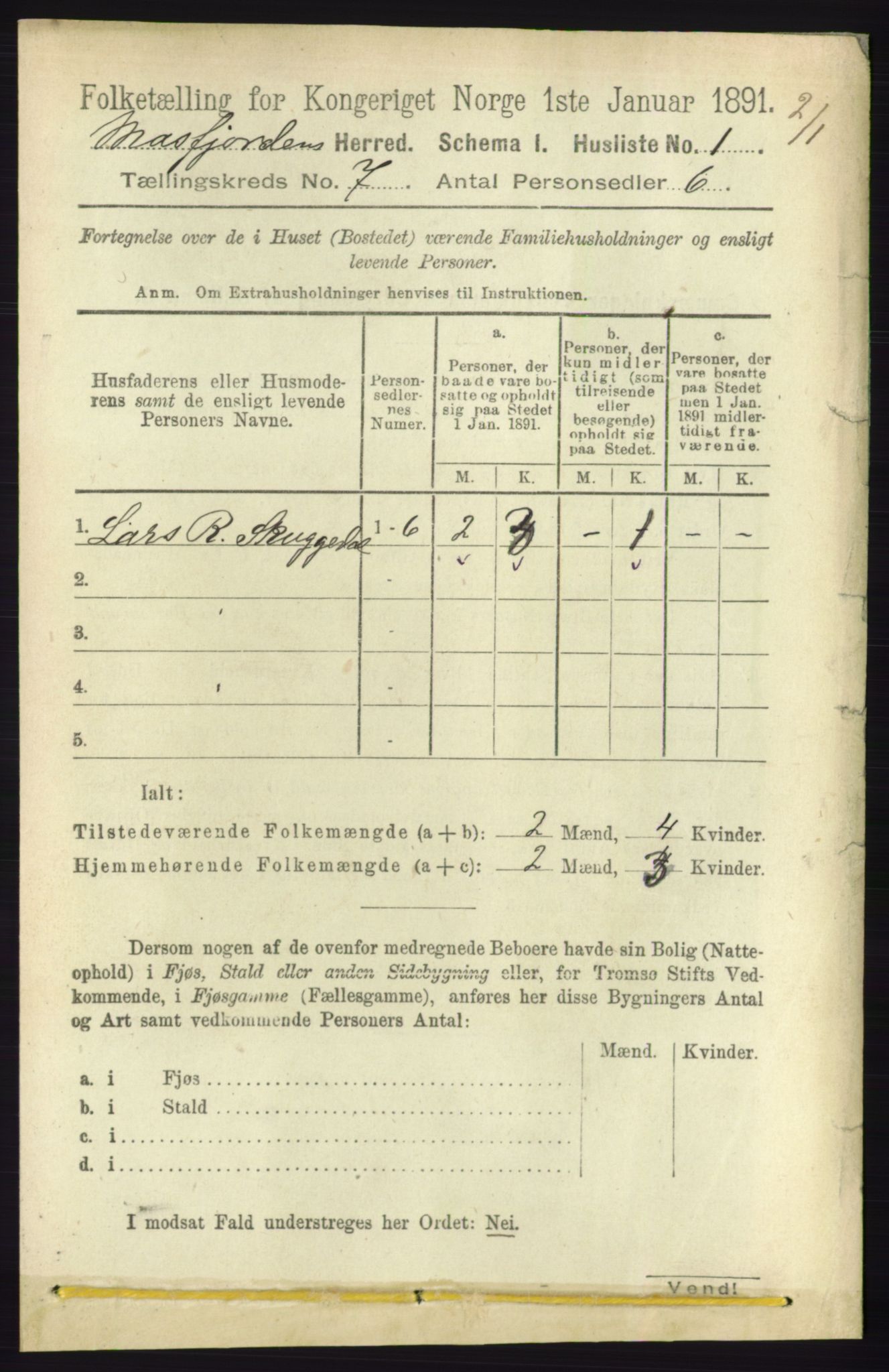 RA, 1891 census for 1266 Masfjorden, 1891, p. 1136