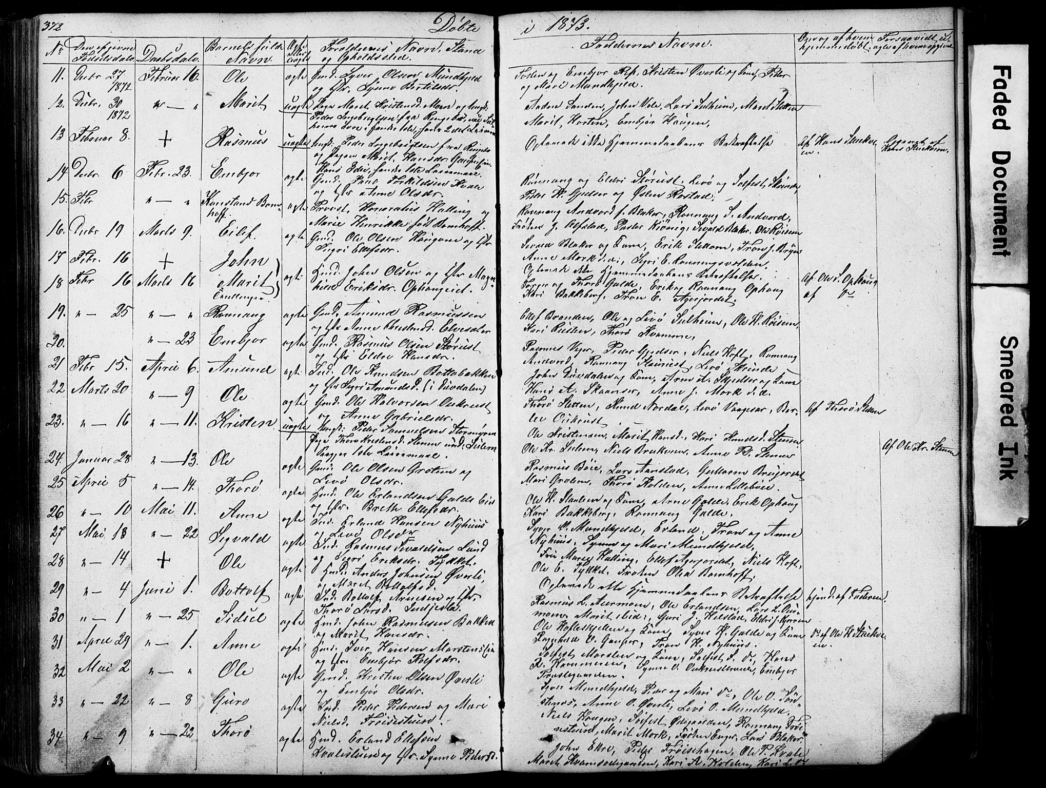Lom prestekontor, SAH/PREST-070/L/L0012: Parish register (copy) no. 12, 1845-1873, p. 372-373