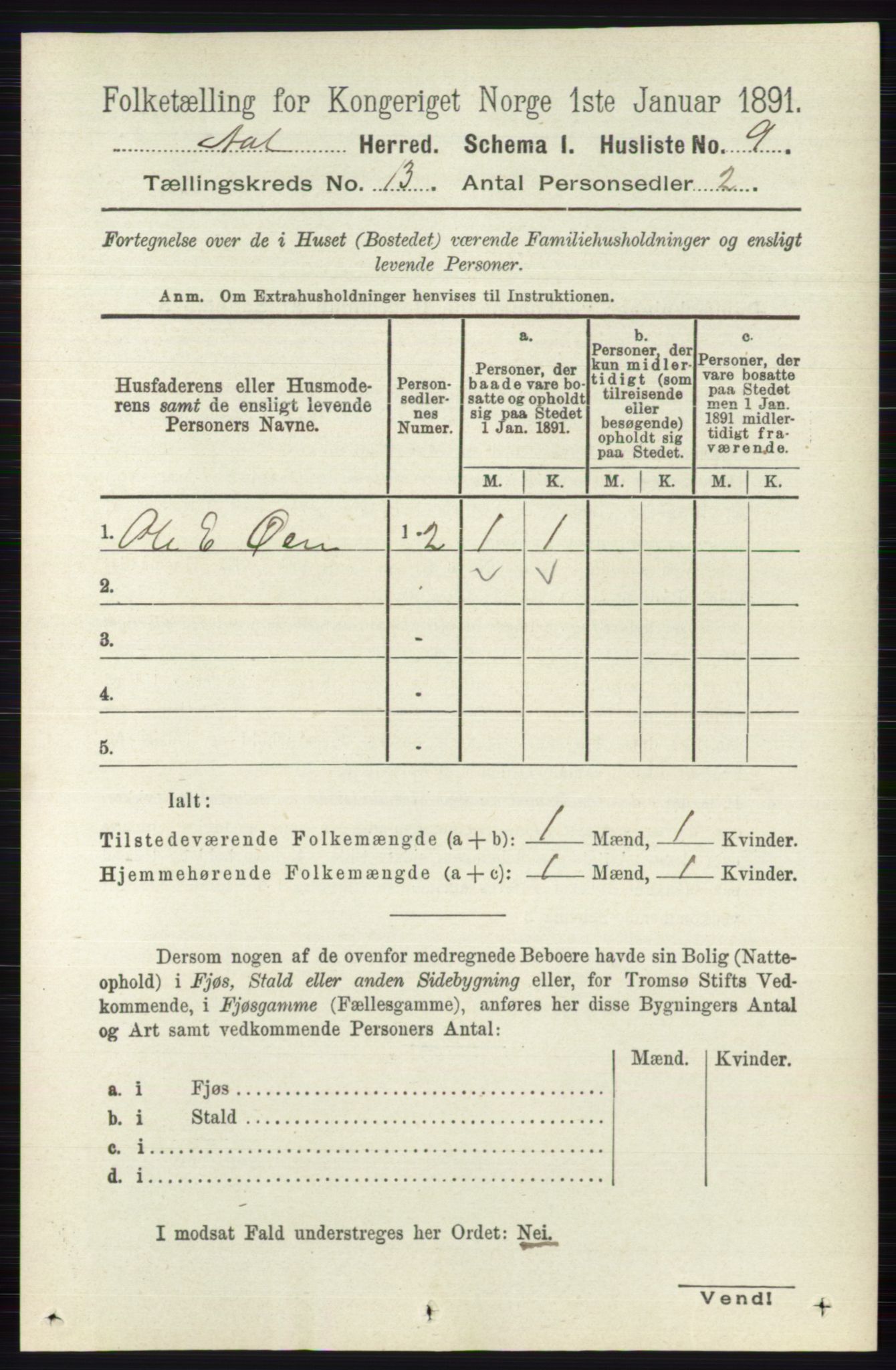 RA, 1891 census for 0619 Ål, 1891, p. 3222