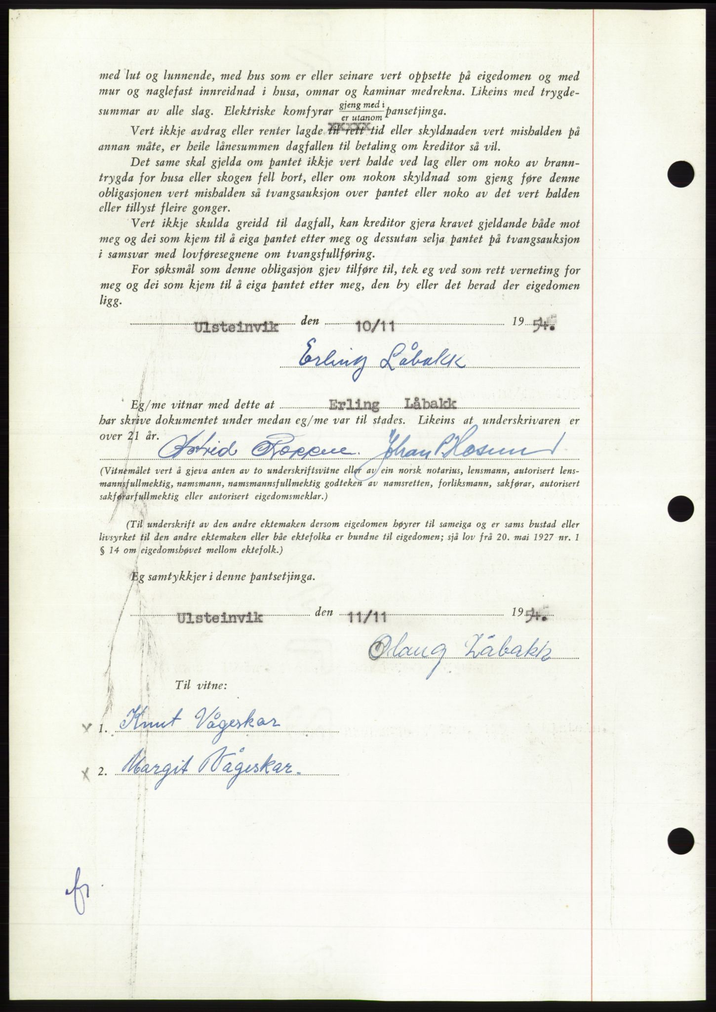 Søre Sunnmøre sorenskriveri, AV/SAT-A-4122/1/2/2C/L0126: Mortgage book no. 14B, 1954-1955, Diary no: : 2947/1954