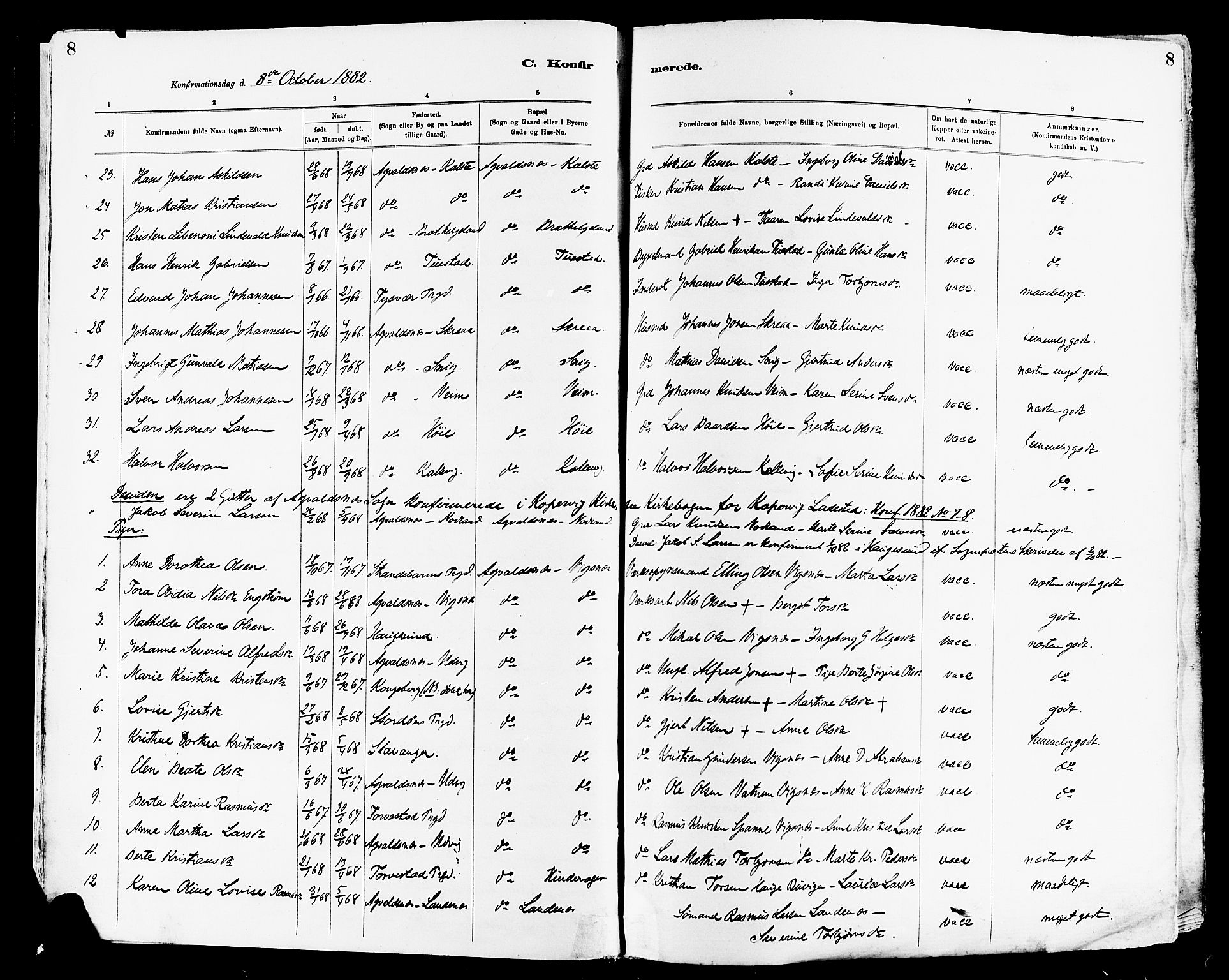 Avaldsnes sokneprestkontor, AV/SAST-A -101851/H/Ha/Haa/L0015: Parish register (official) no. A 15, 1880-1906, p. 8