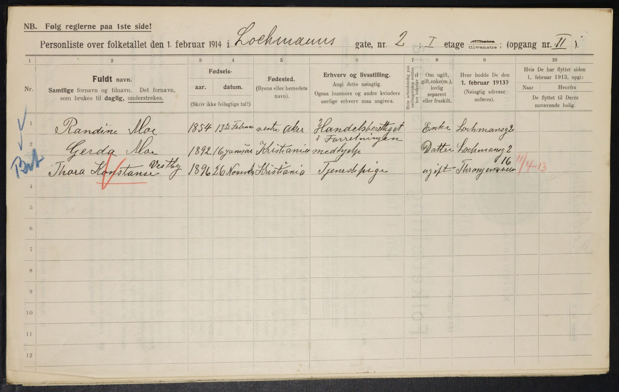 OBA, Municipal Census 1914 for Kristiania, 1914, p. 58152