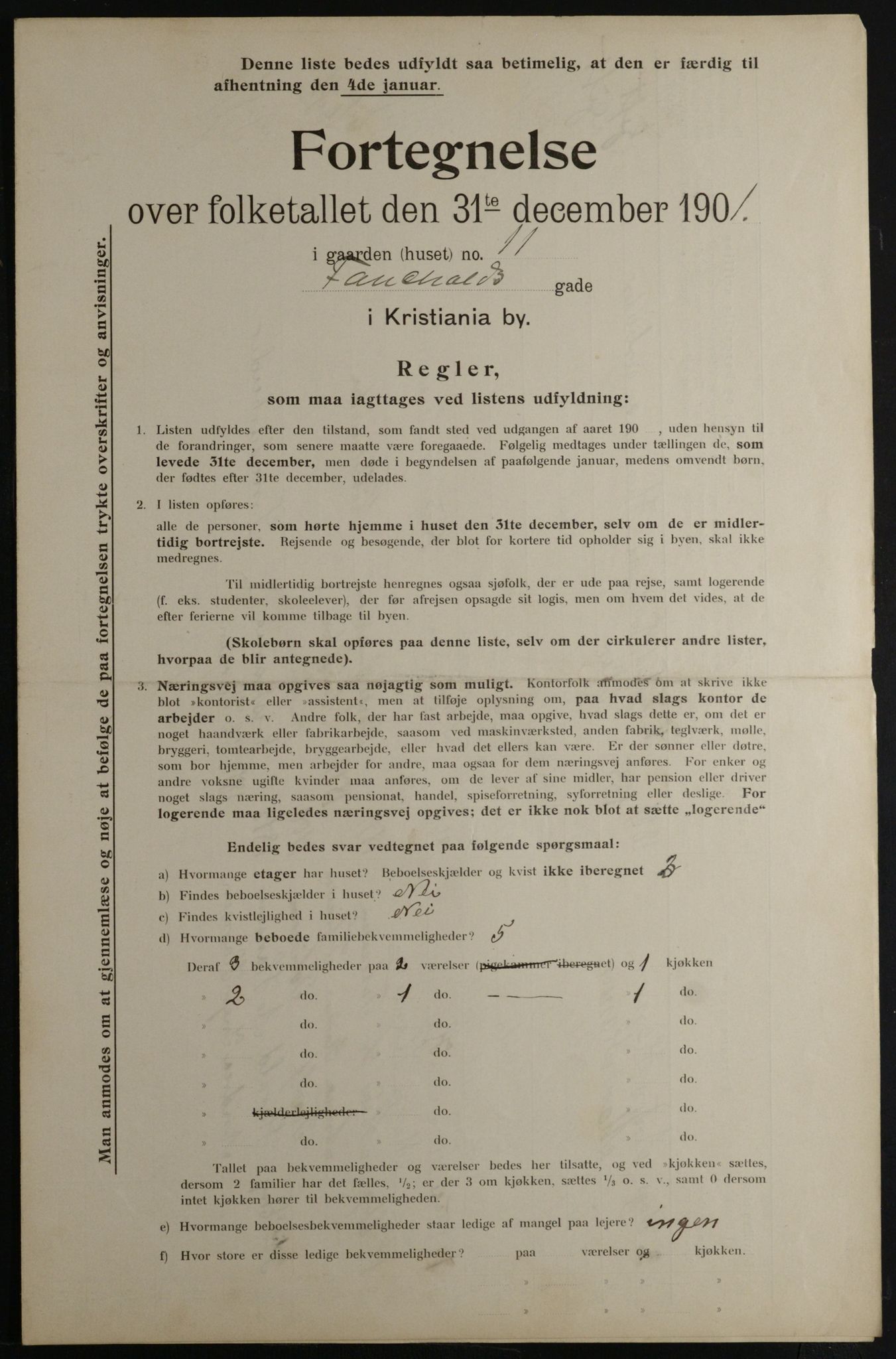 OBA, Municipal Census 1901 for Kristiania, 1901, p. 3867