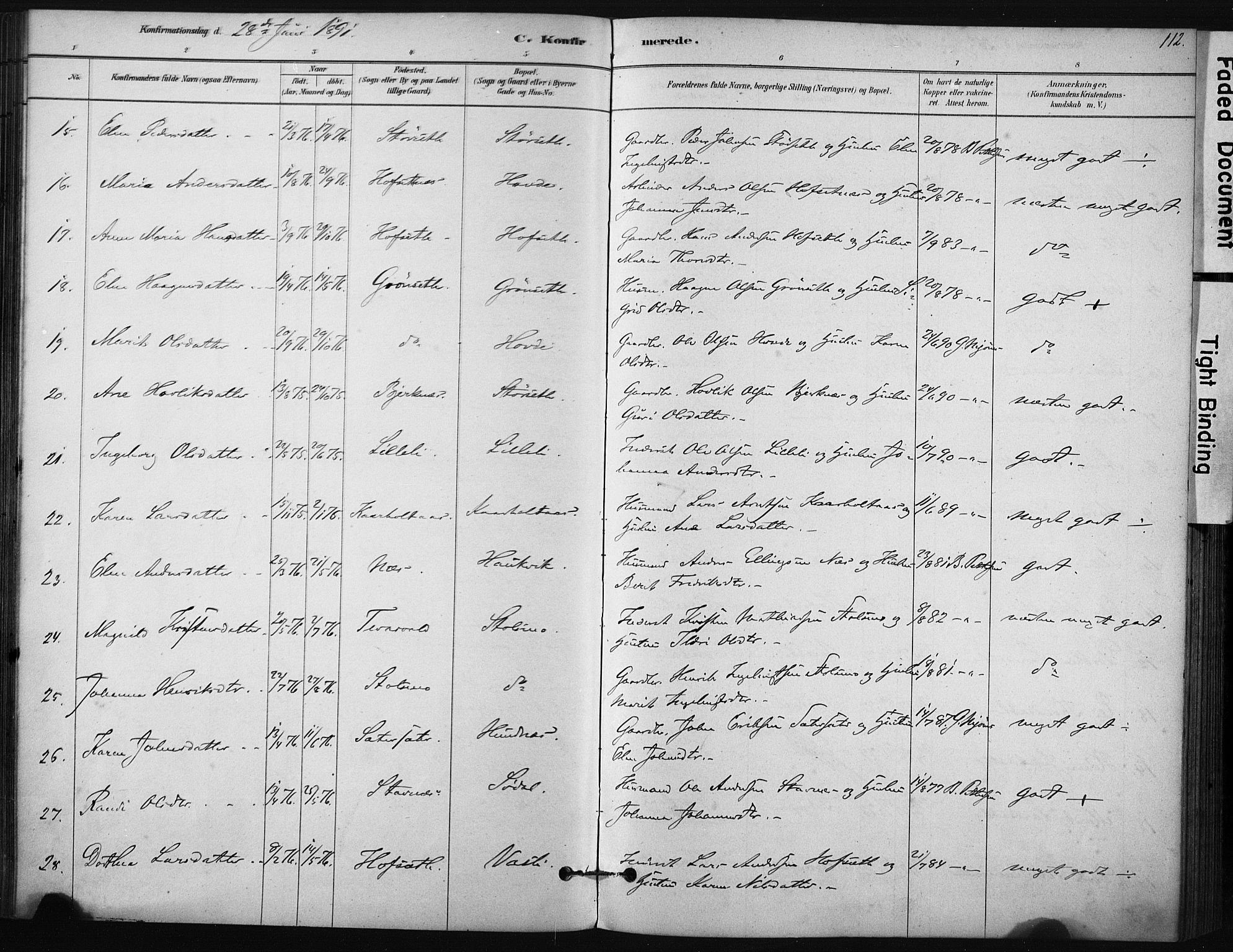 Ministerialprotokoller, klokkerbøker og fødselsregistre - Sør-Trøndelag, AV/SAT-A-1456/631/L0512: Parish register (official) no. 631A01, 1879-1912, p. 112